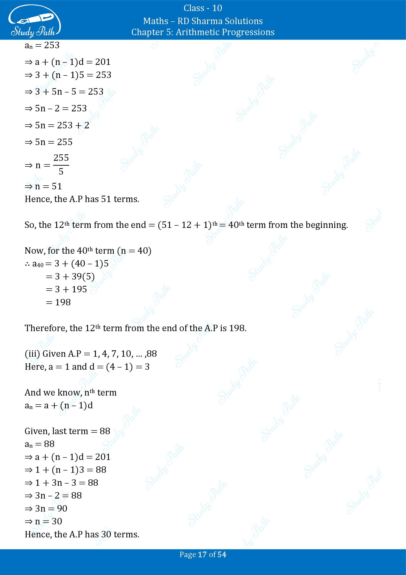 RD Sharma Solutions Class 10 Chapter 5 Arithmetic Progressions Exercise 5.4 00017