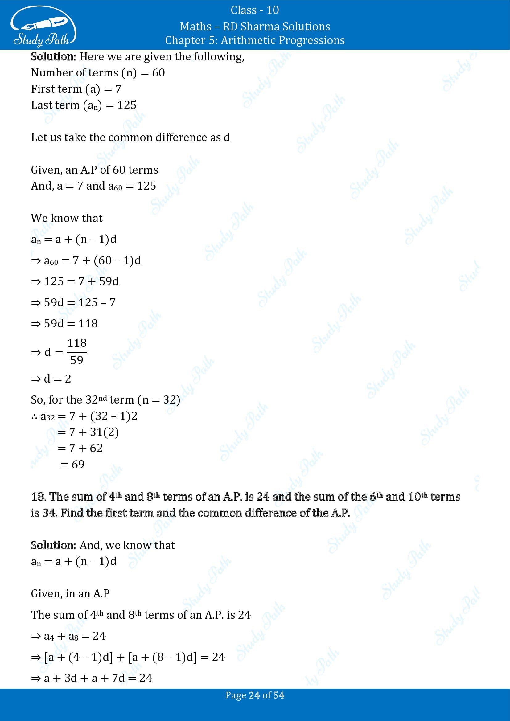 RD Sharma Solutions Class 10 Chapter 5 Arithmetic Progressions Exercise 5.4 00024
