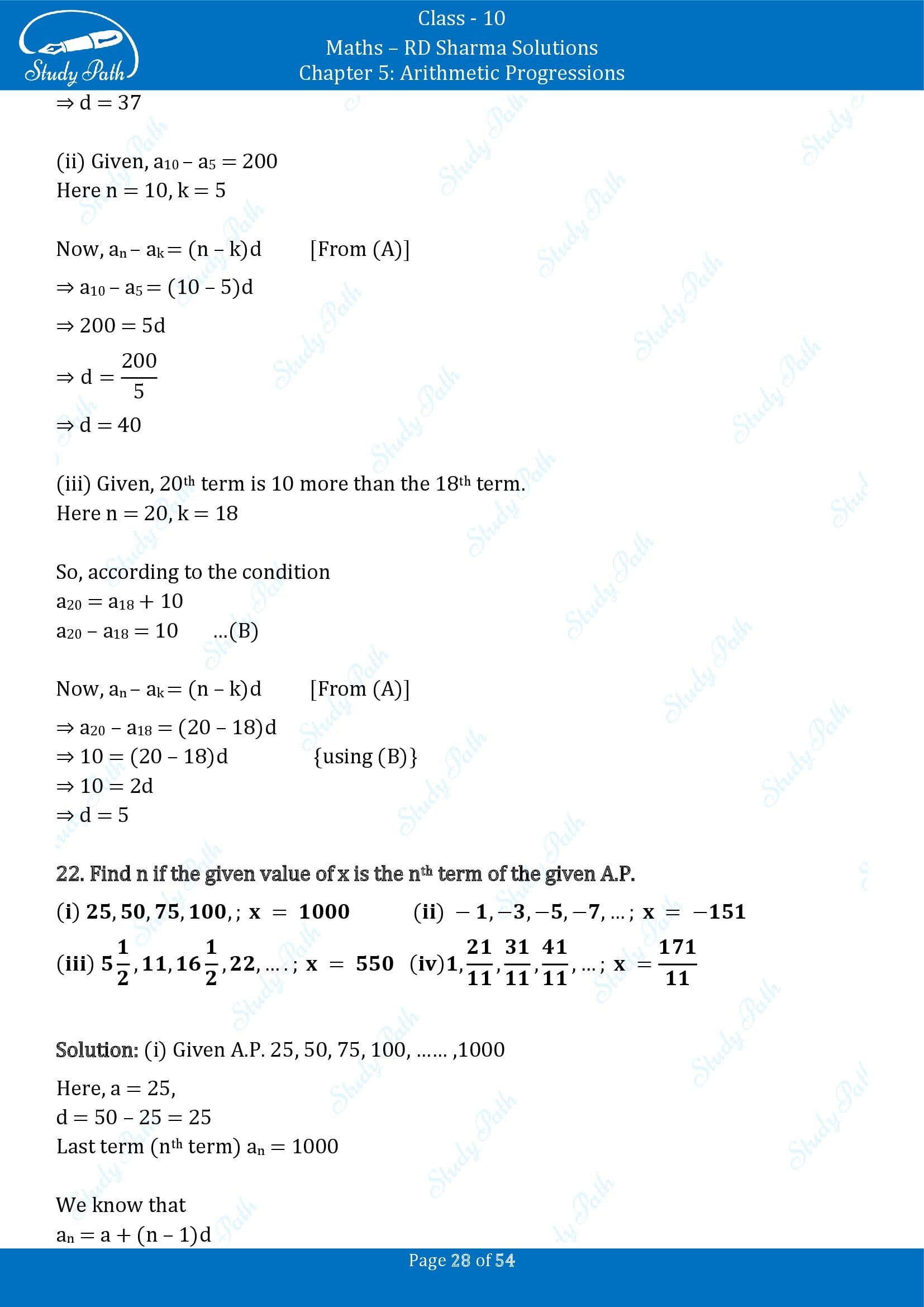 RD Sharma Solutions Class 10 Chapter 5 Arithmetic Progressions Exercise 5.4 00028