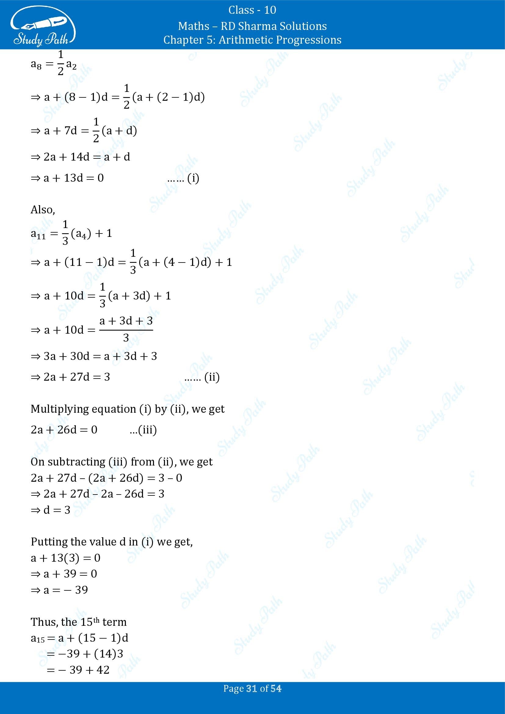 RD Sharma Solutions Class 10 Chapter 5 Arithmetic Progressions Exercise 5.4 00031