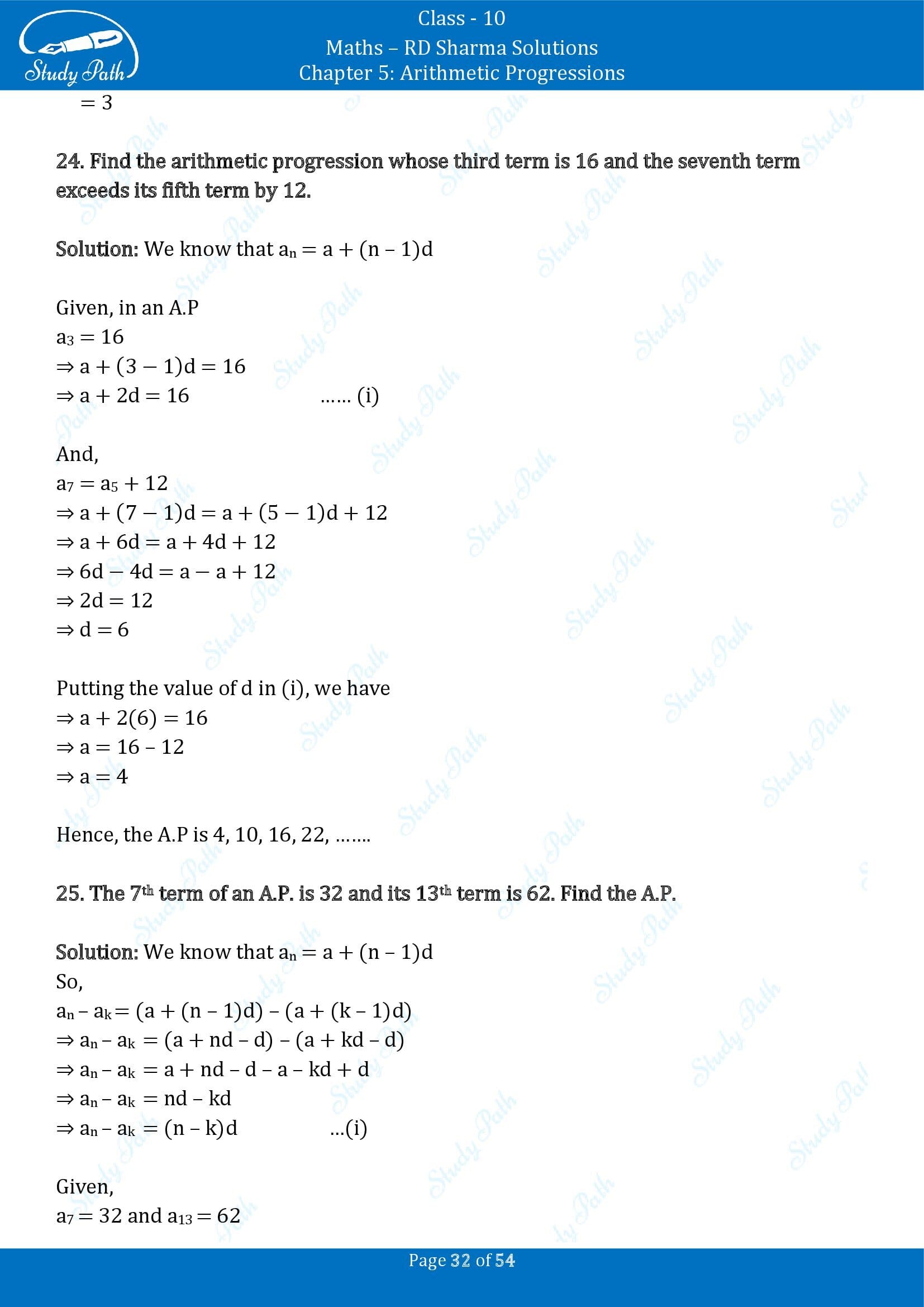 RD Sharma Solutions Class 10 Chapter 5 Arithmetic Progressions Exercise 5.4 00032