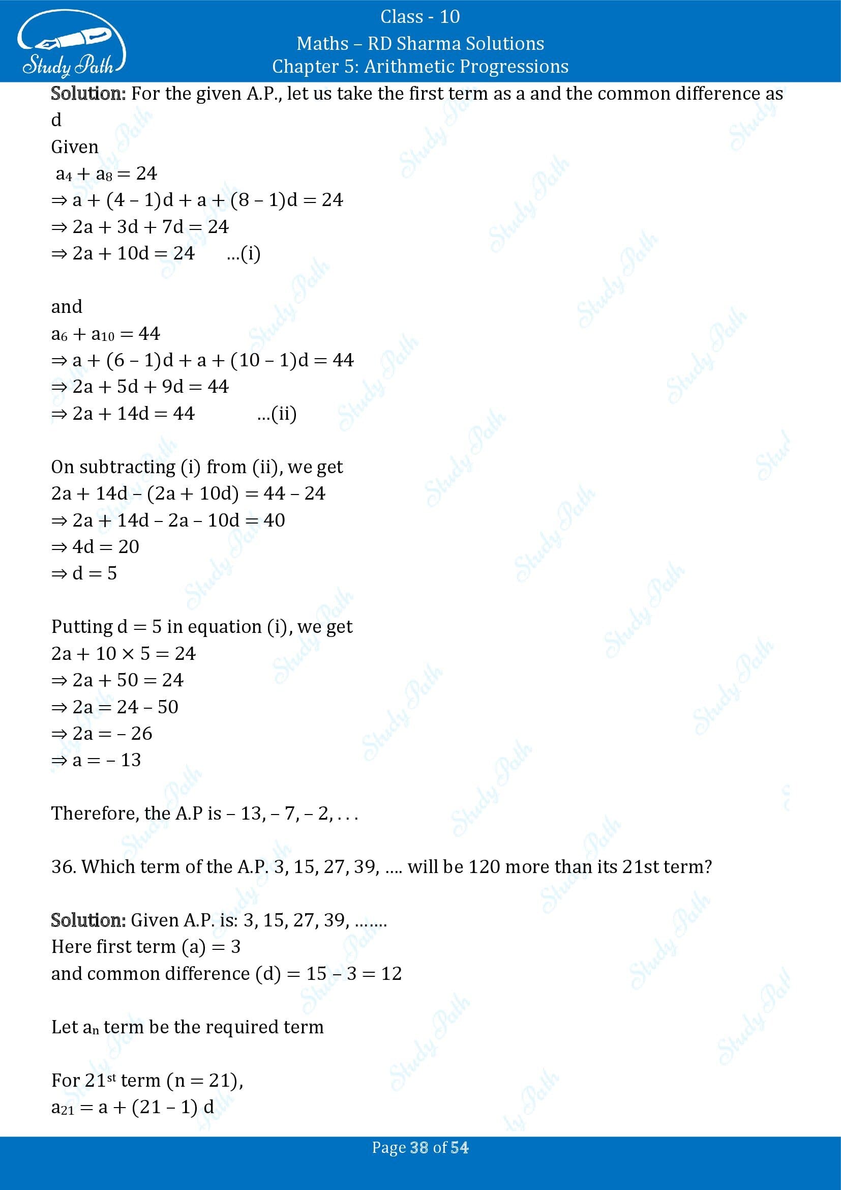 RD Sharma Solutions Class 10 Chapter 5 Arithmetic Progressions Exercise 5.4 00038