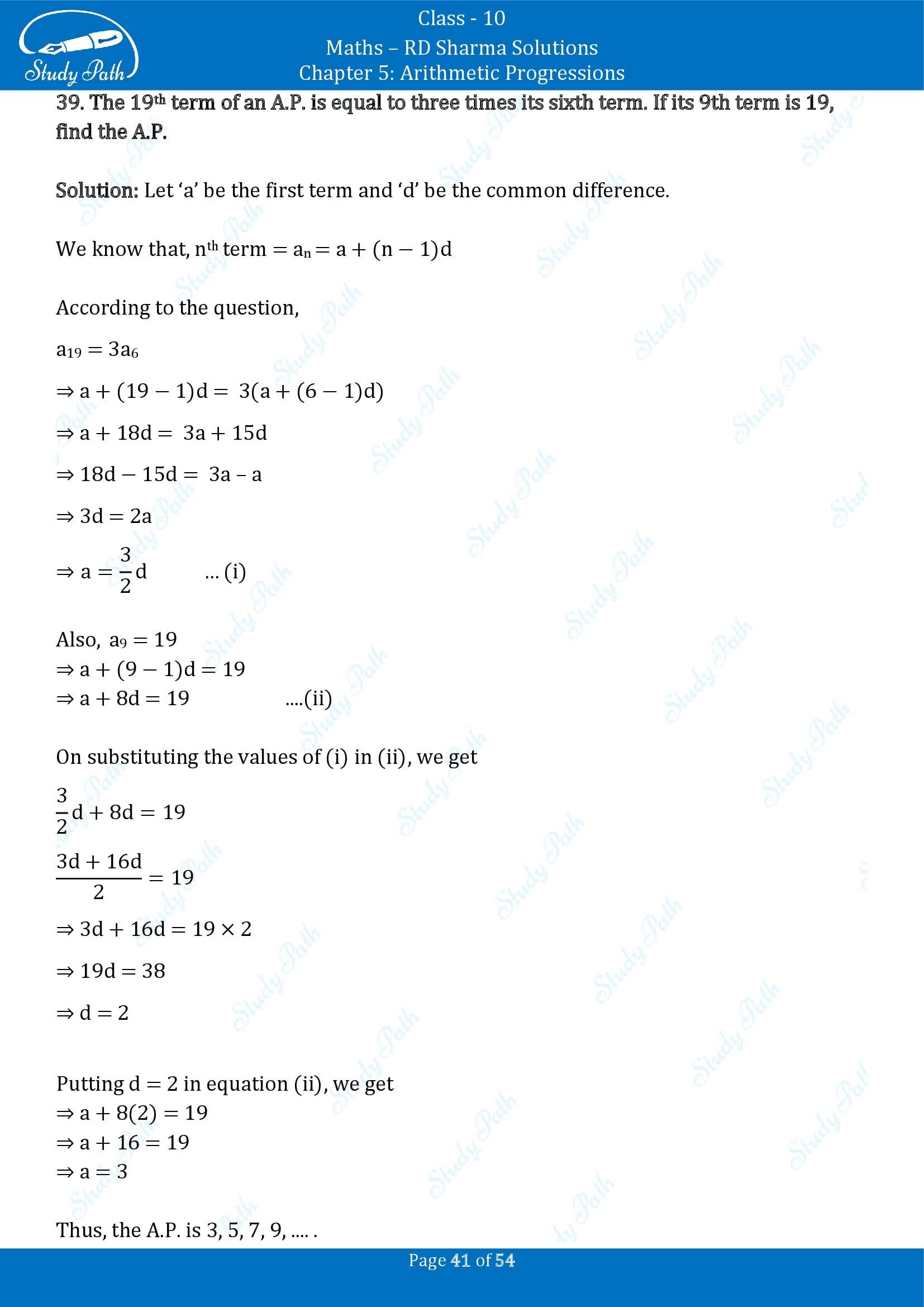 RD Sharma Solutions Class 10 Chapter 5 Arithmetic Progressions Exercise 5.4 00041