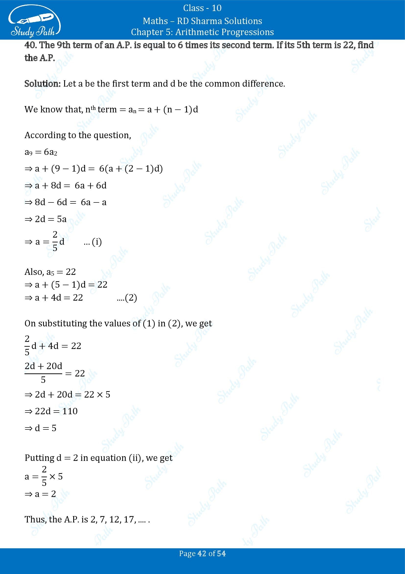 RD Sharma Solutions Class 10 Chapter 5 Arithmetic Progressions Exercise 5.4 00042