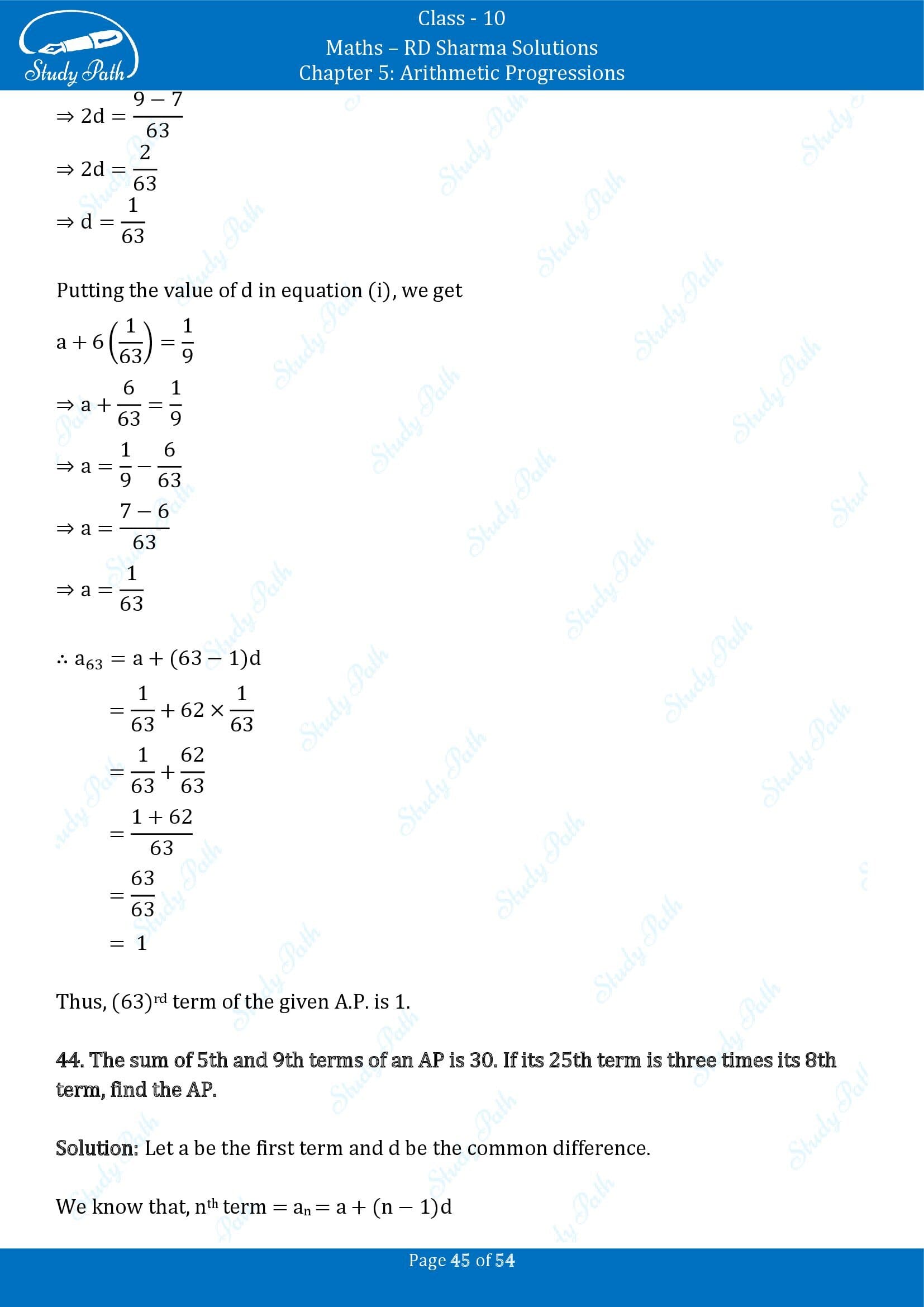 RD Sharma Solutions Class 10 Chapter 5 Arithmetic Progressions Exercise 5.4 00045