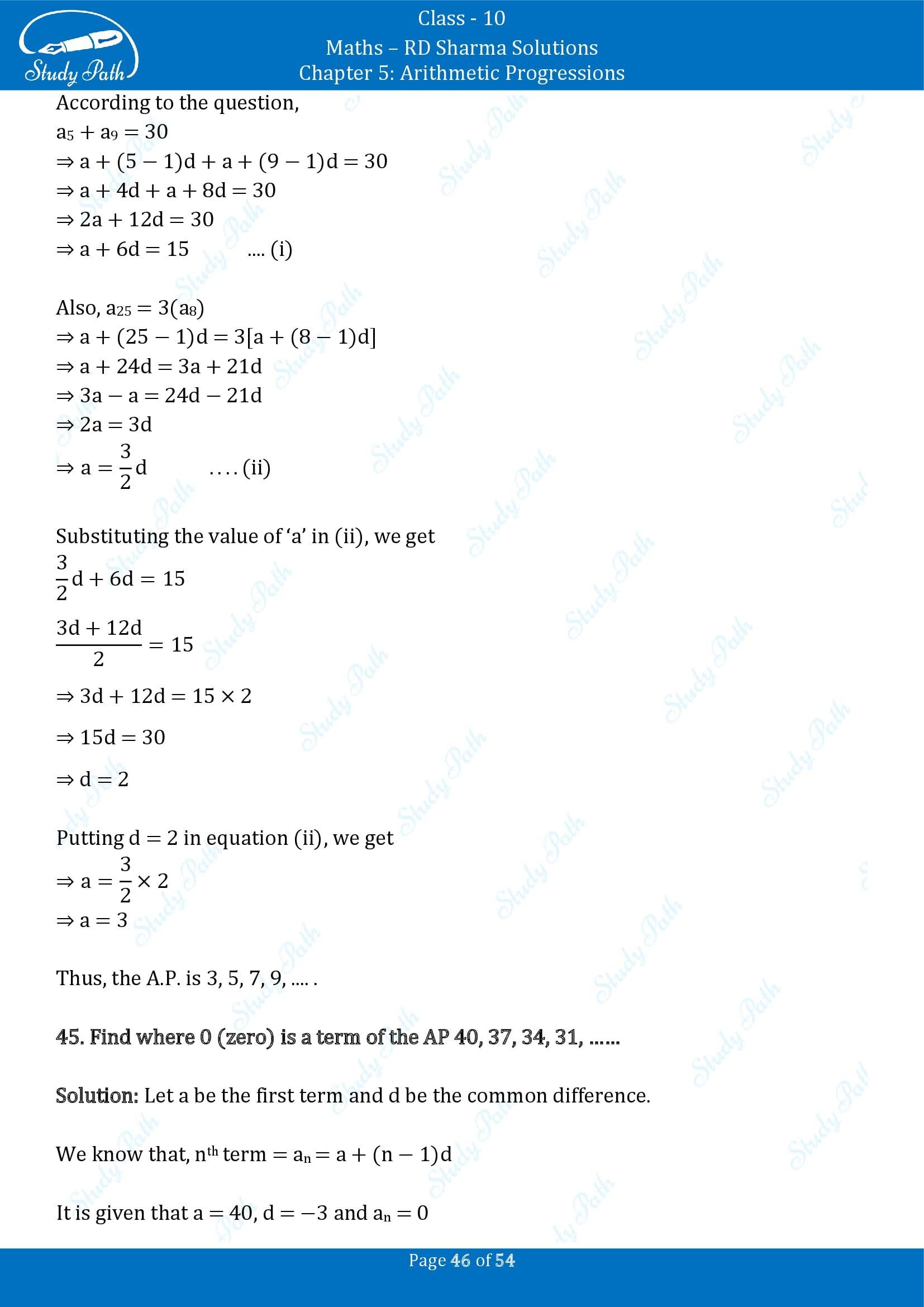 RD Sharma Solutions Class 10 Chapter 5 Arithmetic Progressions Exercise 5.4 00046