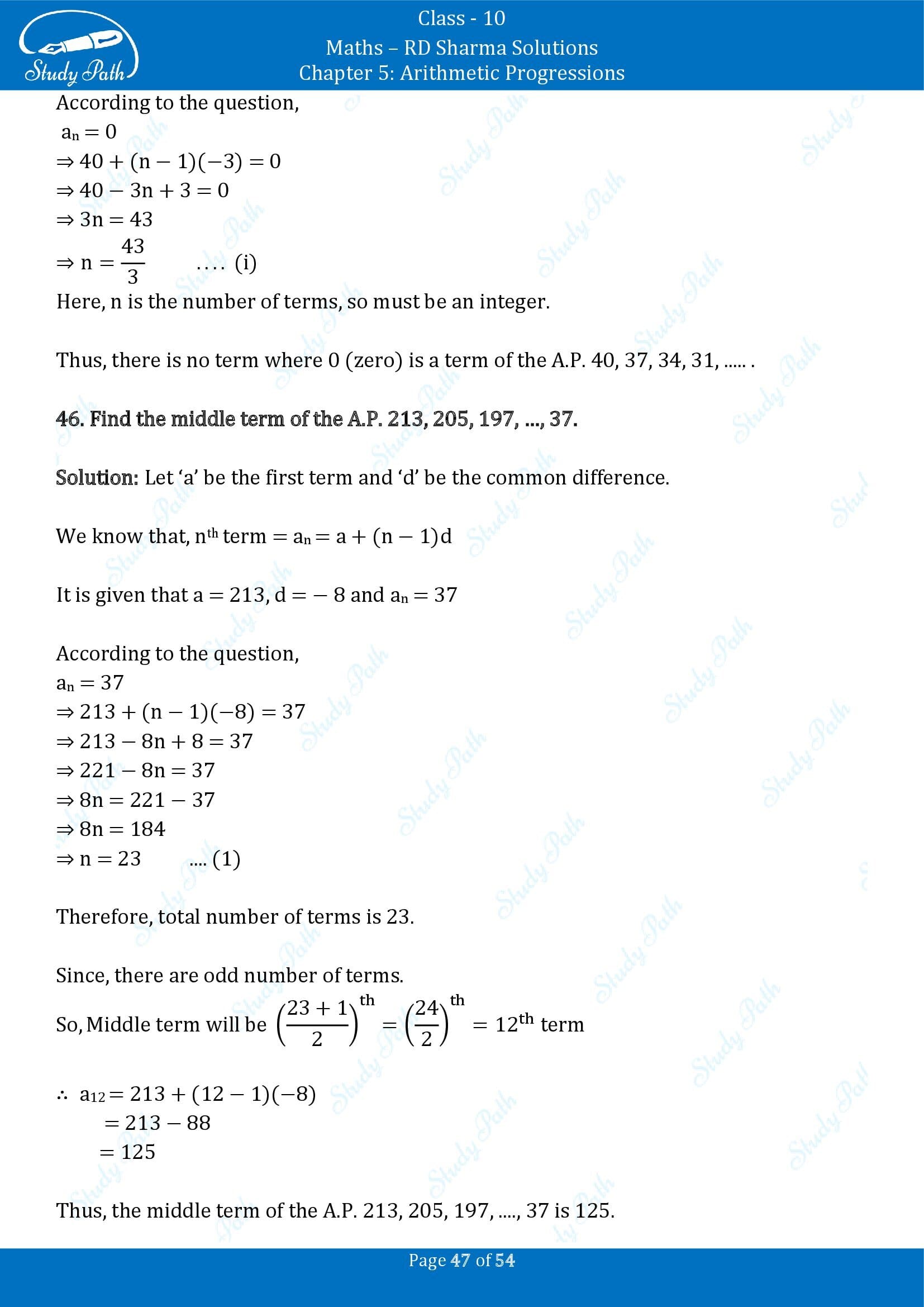 RD Sharma Solutions Class 10 Chapter 5 Arithmetic Progressions Exercise 5.4 00047