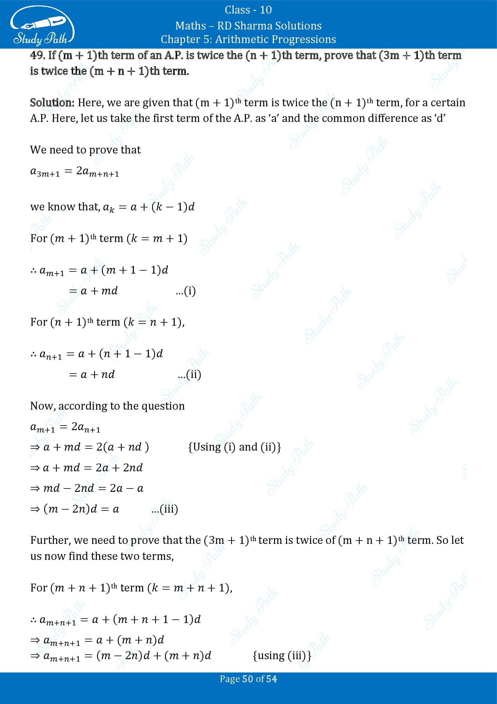 RD Sharma Solutions Class 10 Chapter 5 Arithmetic Progressions Exercise 5.4 00050