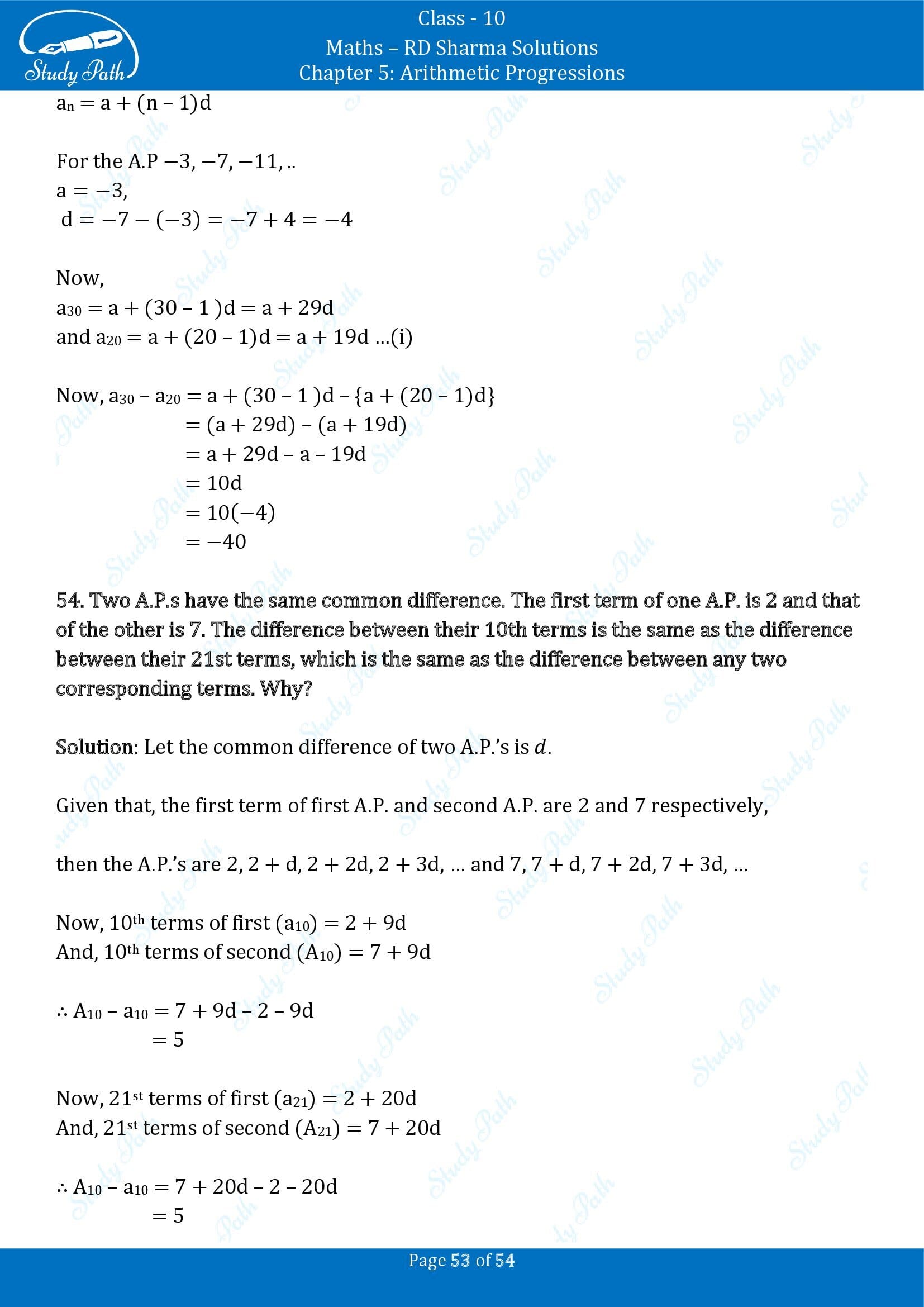 RD Sharma Solutions Class 10 Chapter 5 Arithmetic Progressions Exercise 5.4 00053