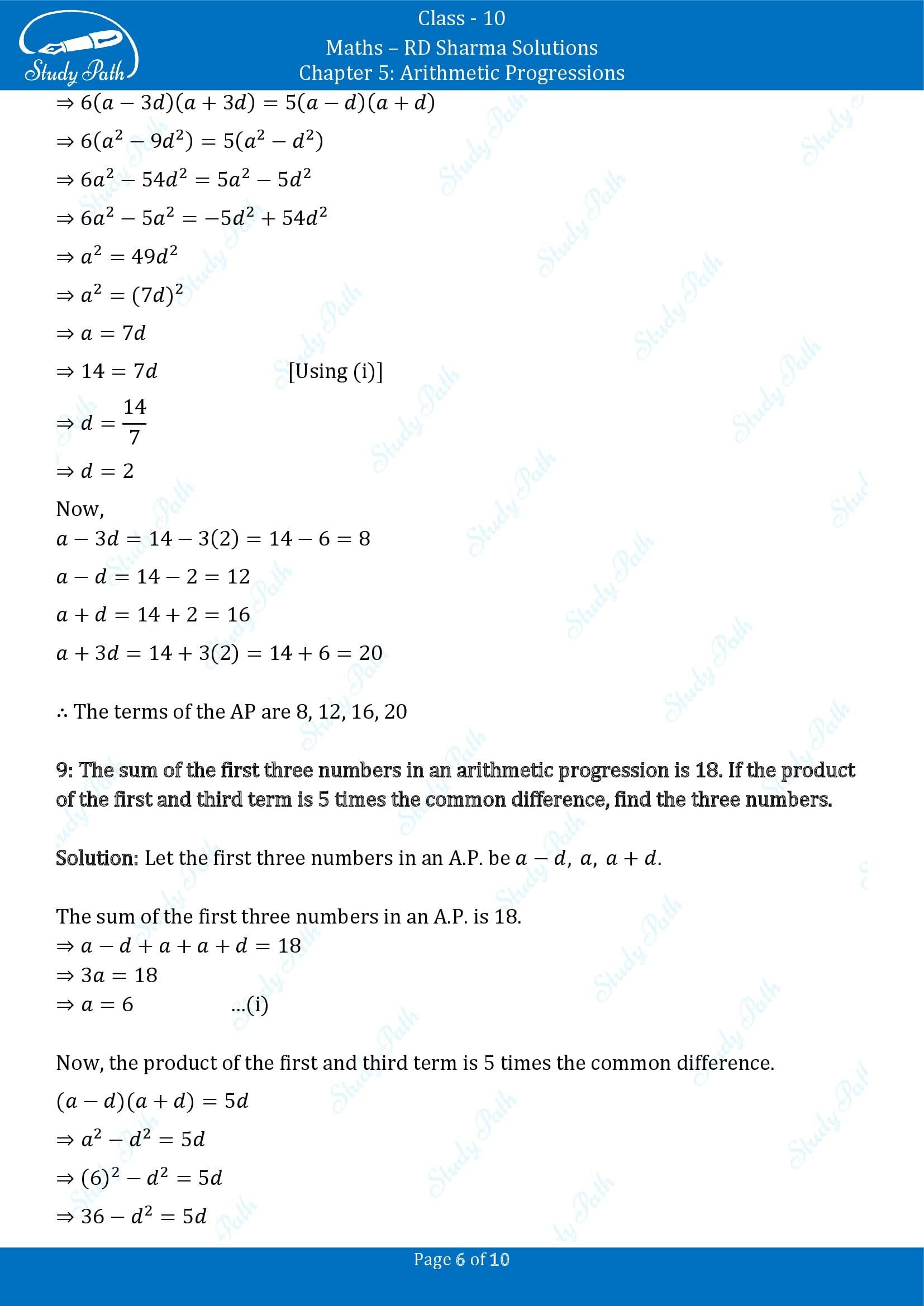 RD Sharma Solutions Class 10 Chapter 5 Arithmetic Progressions Exercise 5.5 00006