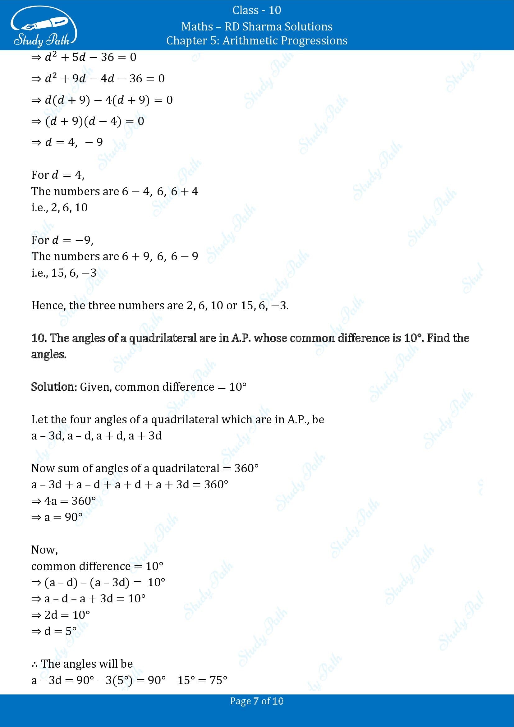 RD Sharma Solutions Class 10 Chapter 5 Arithmetic Progressions Exercise 5.5 00007