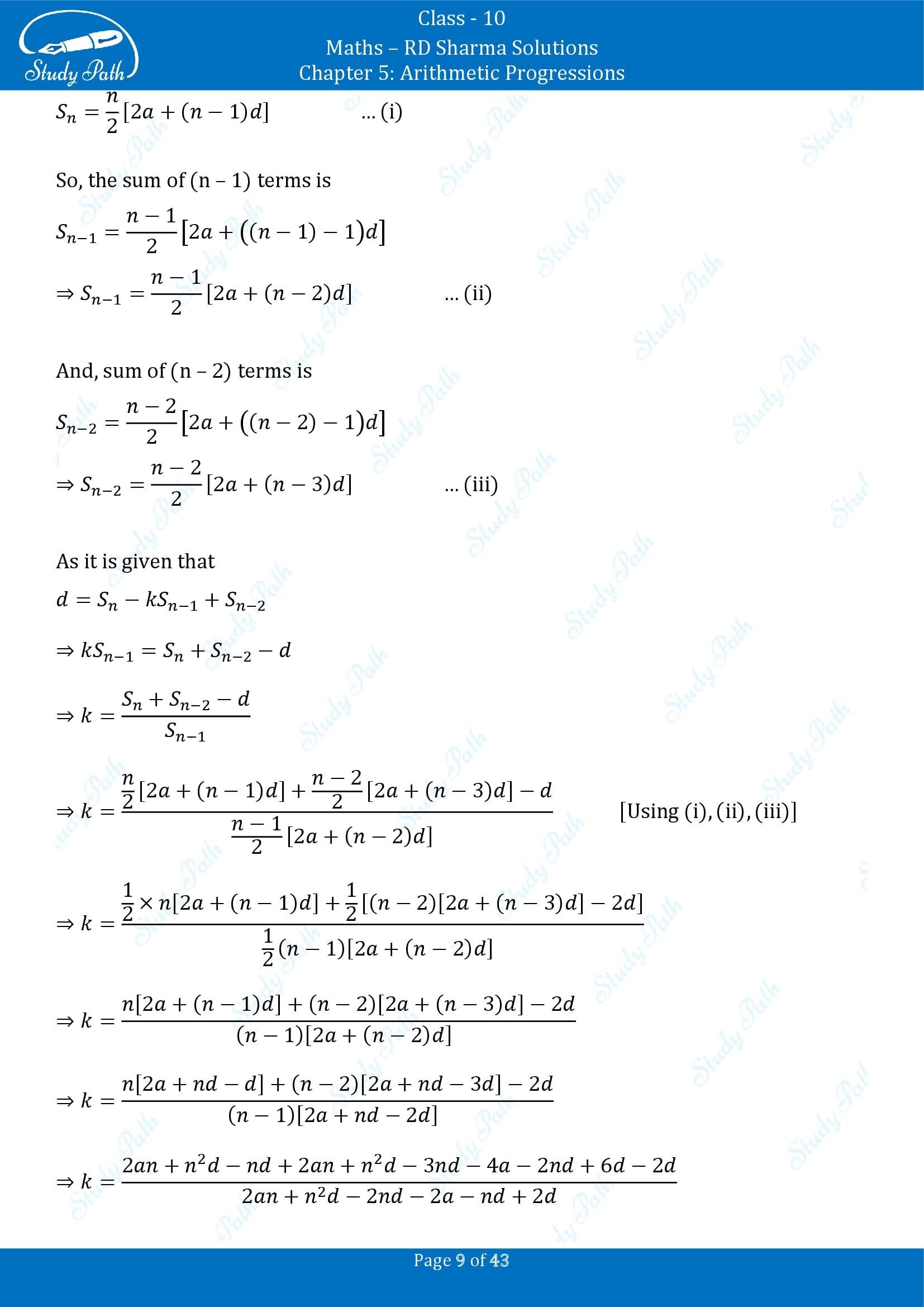 RD Sharma Solutions Class 10 Chapter 5 Arithmetic Progressions Multiple Choice Question MCQs 00009