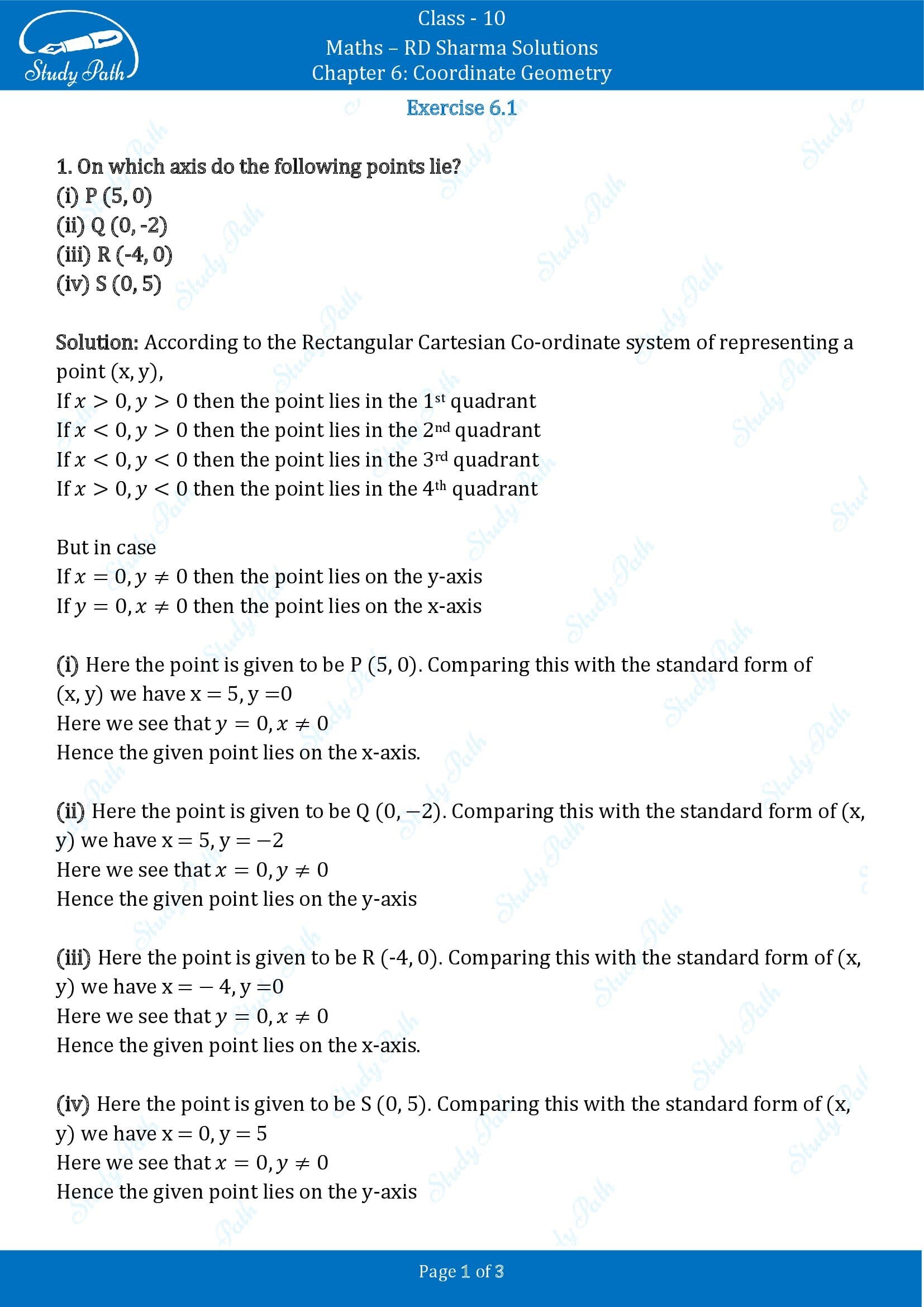 RD Sharma Solutions Class 10 Chapter 6 Coordinate Geometry Exercise 6.1 00001