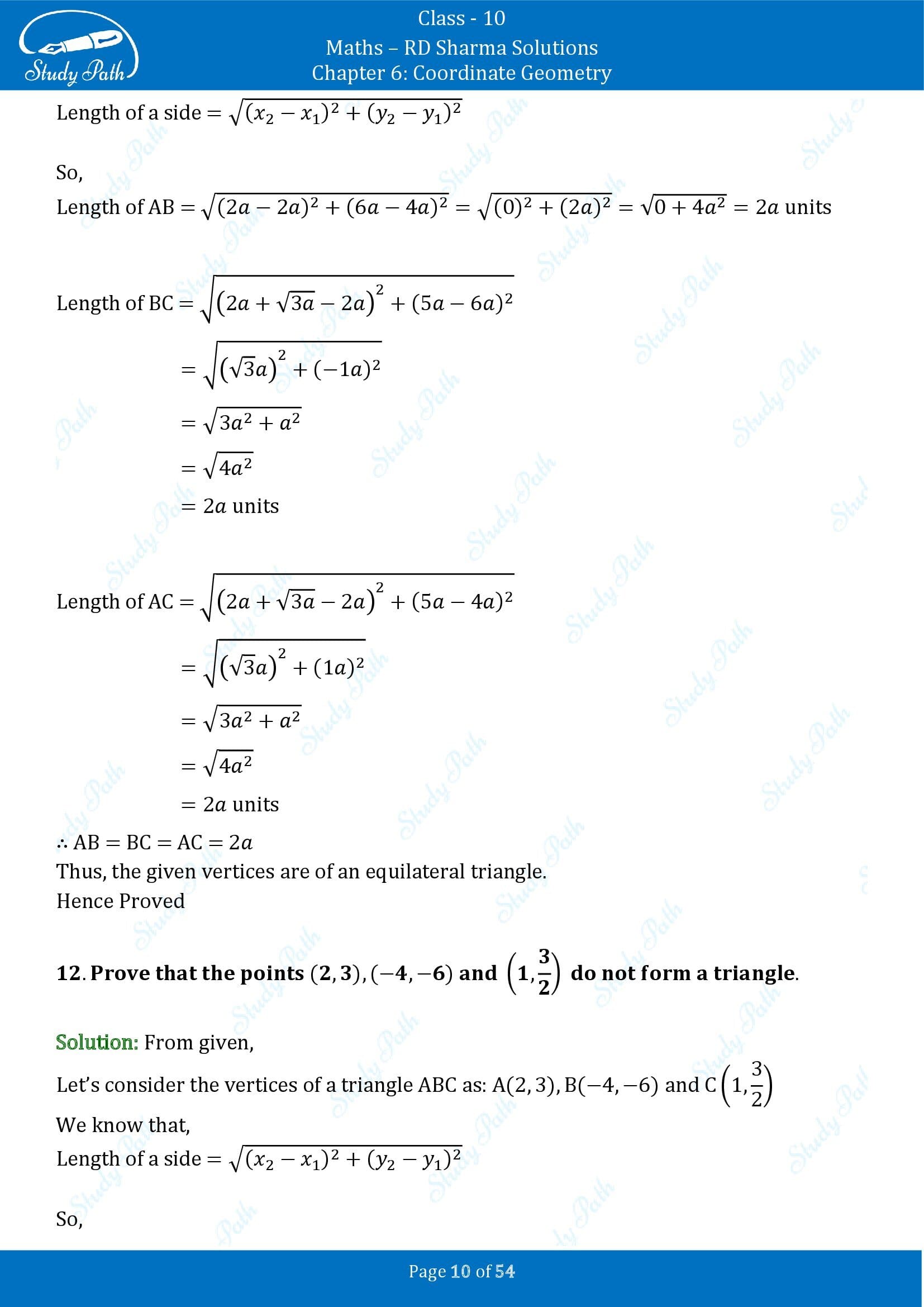 RD Sharma Solutions Class 10 Chapter 6 Coordinate Geometry Exercise 6.2 0010