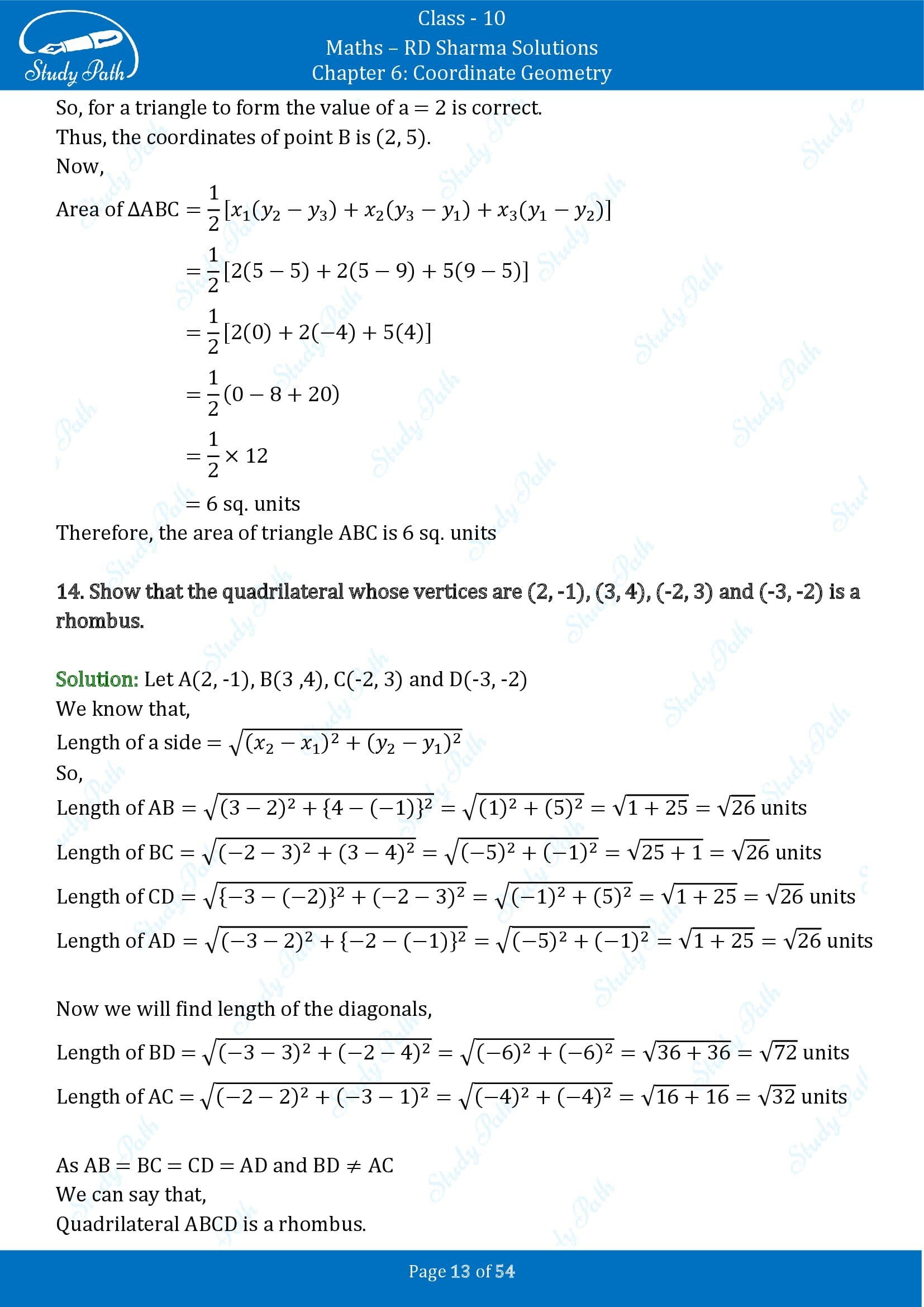 RD Sharma Solutions Class 10 Chapter 6 Coordinate Geometry Exercise 6.2 0013