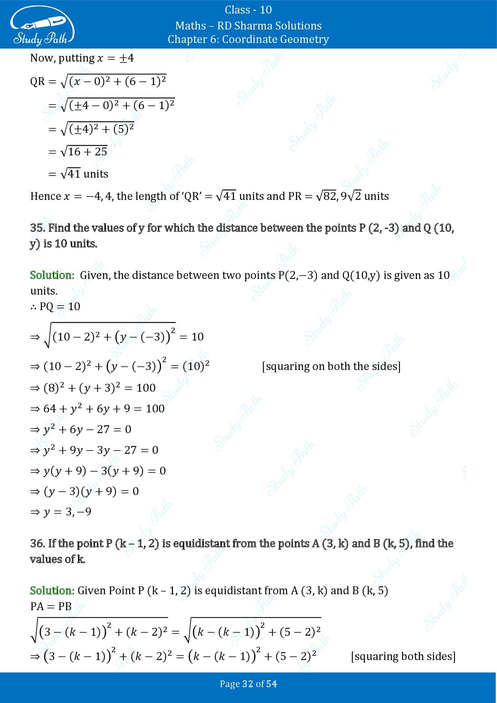 RD Sharma Solutions Class 10 Chapter 6 Coordinate Geometry Exercise 6.2 0032