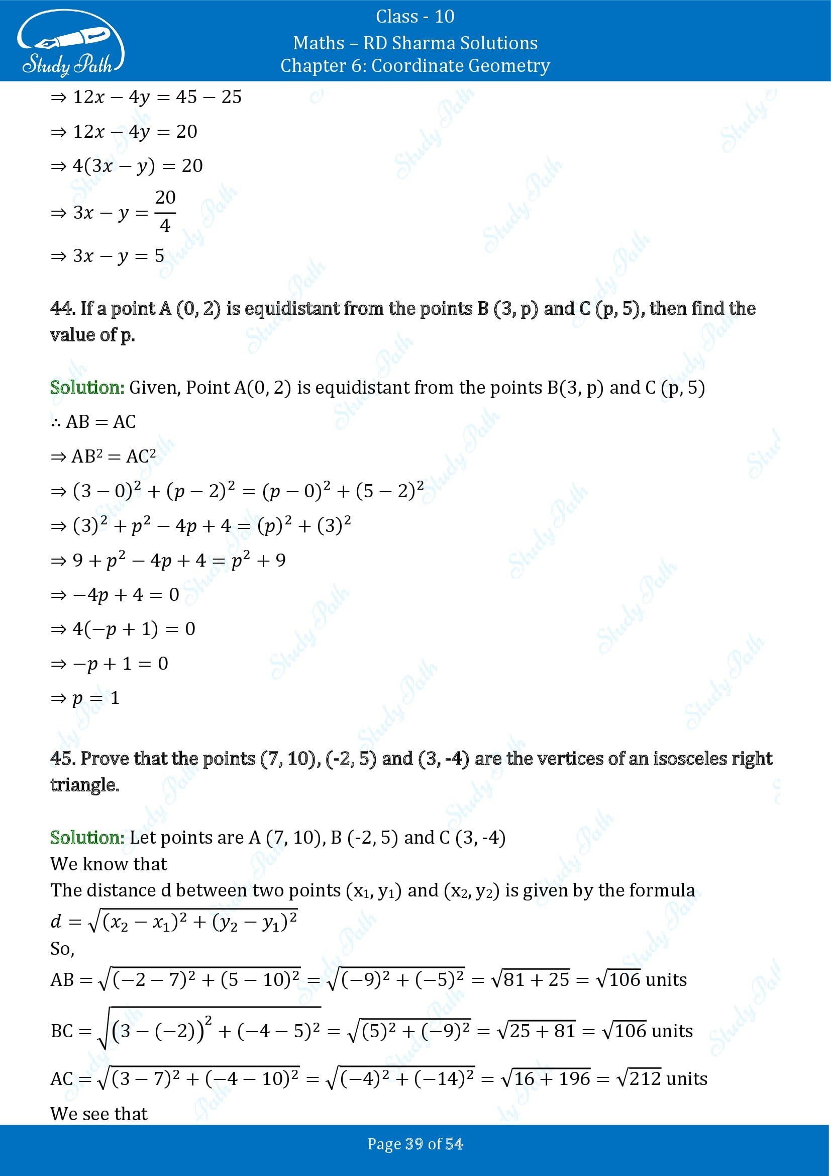 RD Sharma Solutions Class 10 Chapter 6 Coordinate Geometry Exercise 6.2 0039