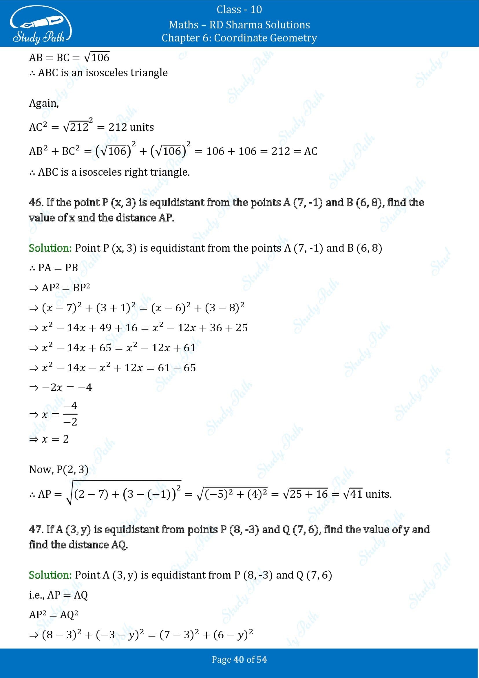 RD Sharma Solutions Class 10 Chapter 6 Coordinate Geometry Exercise 6.2 0040