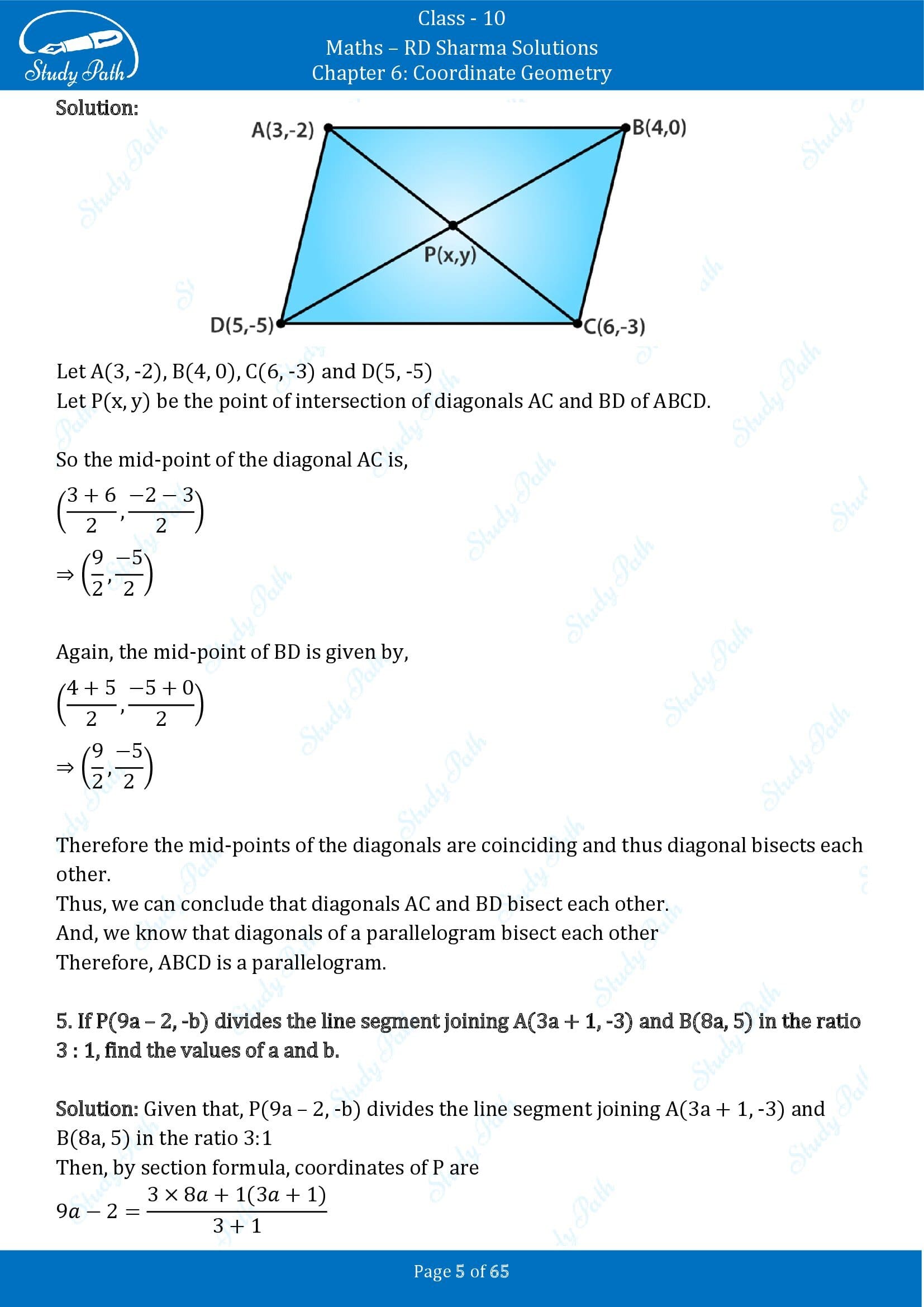 RD Sharma Solutions Class 10 Chapter 6 Coordinate Geometry Exercise 6.3 00005