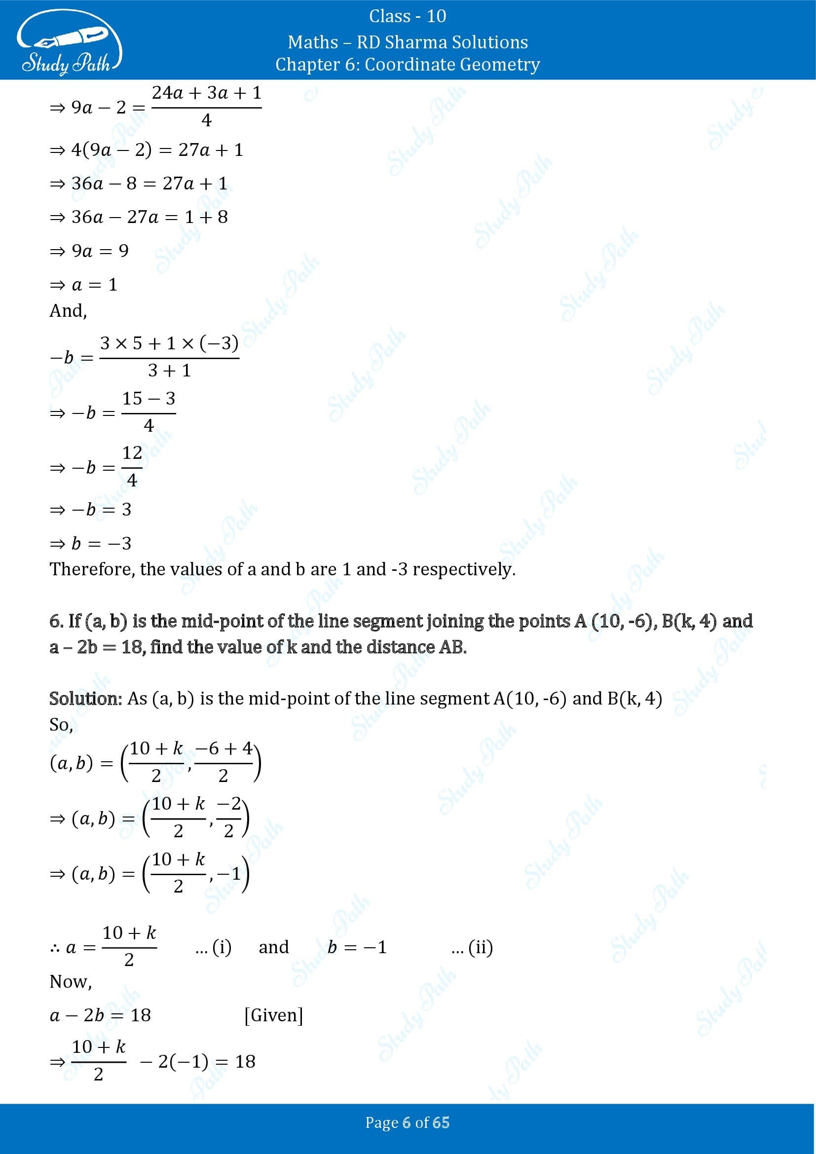 RD Sharma Solutions Class 10 Chapter 6 Coordinate Geometry Exercise 6.3 00006