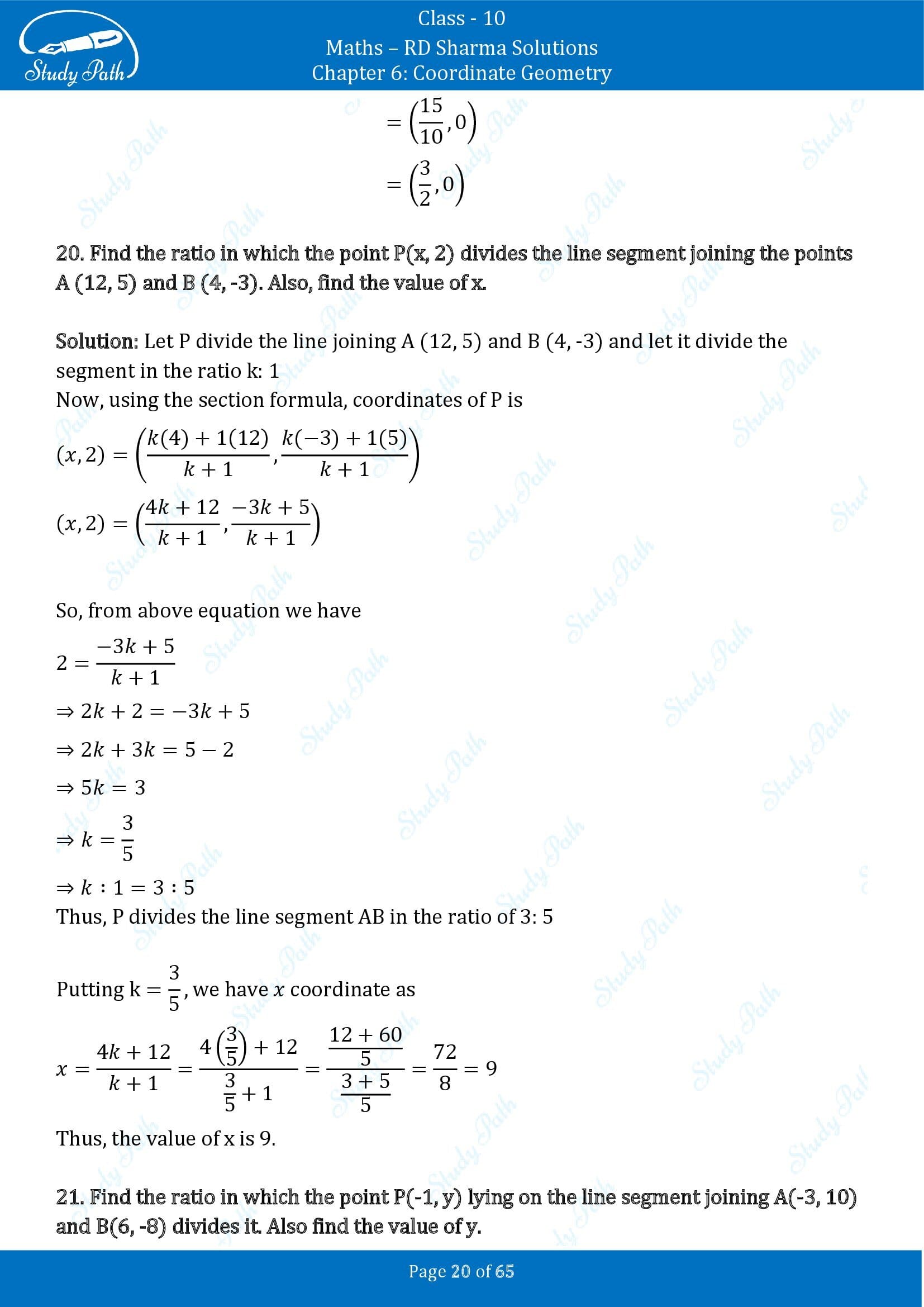 RD Sharma Solutions Class 10 Chapter 6 Coordinate Geometry Exercise 6.3 00020