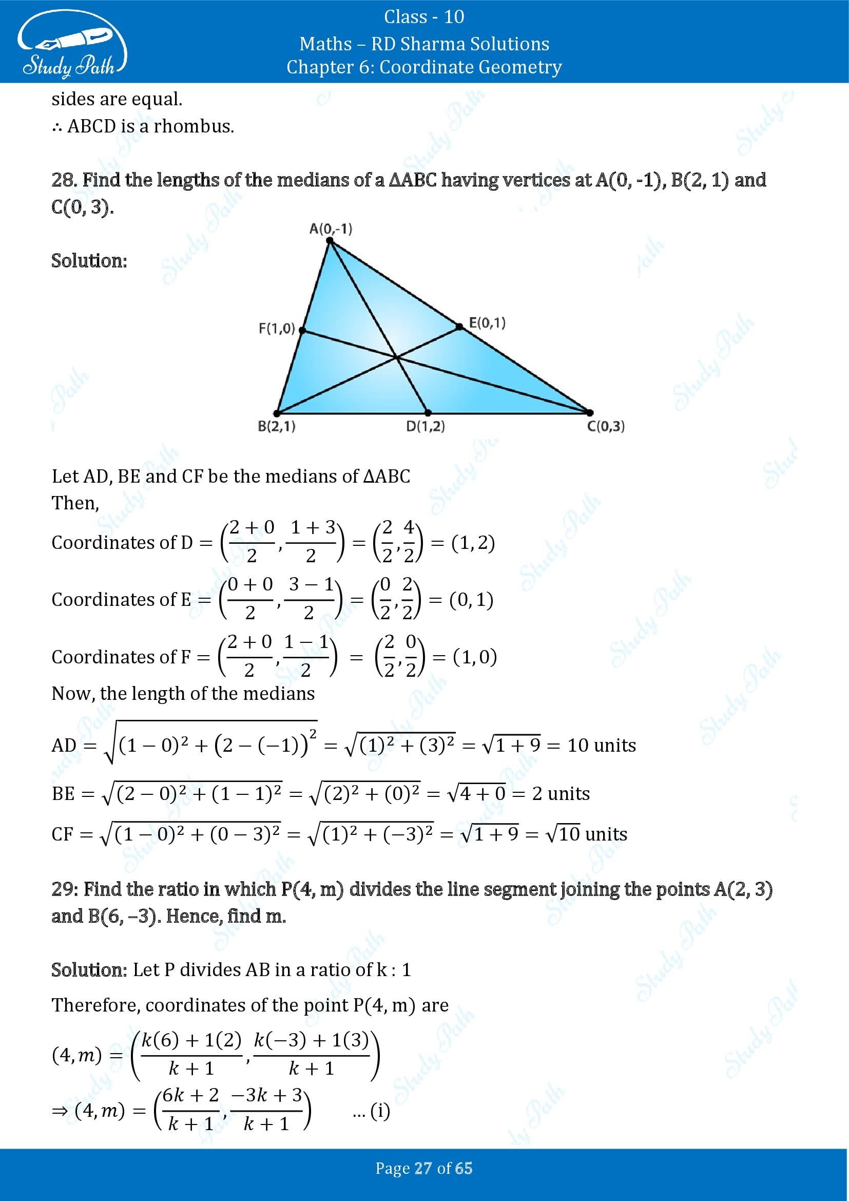 RD Sharma Solutions Class 10 Chapter 6 Coordinate Geometry Exercise 6.3 00027
