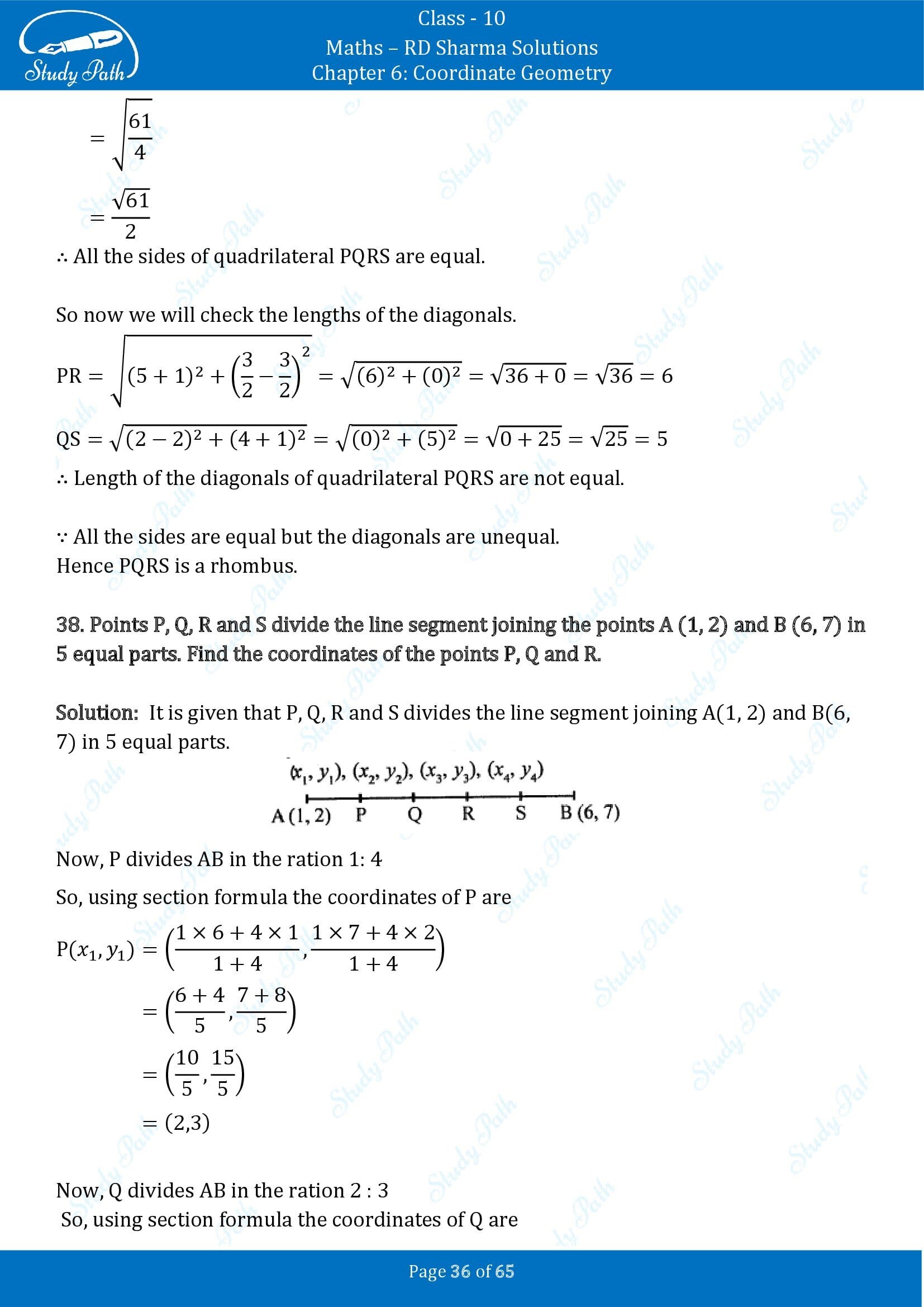 RD Sharma Solutions Class 10 Chapter 6 Coordinate Geometry Exercise 6.3 00036