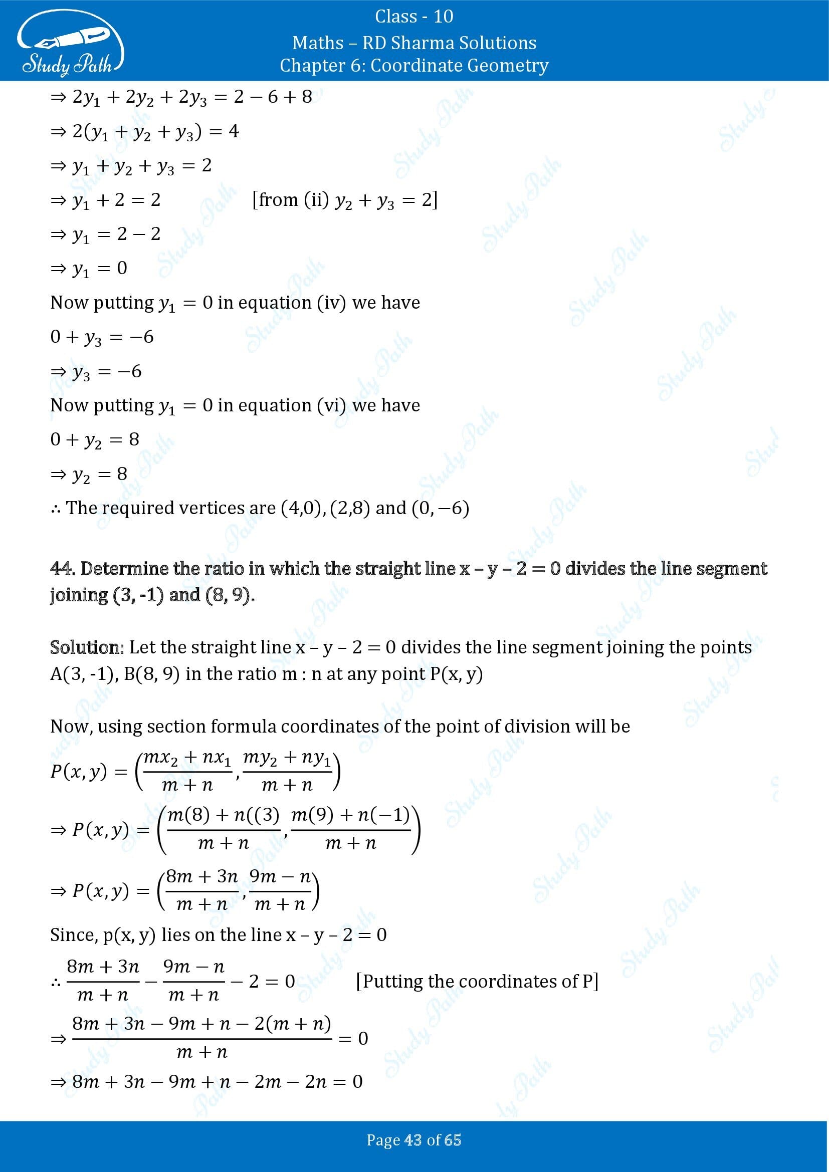 RD Sharma Solutions Class 10 Chapter 6 Coordinate Geometry Exercise 6.3 00043