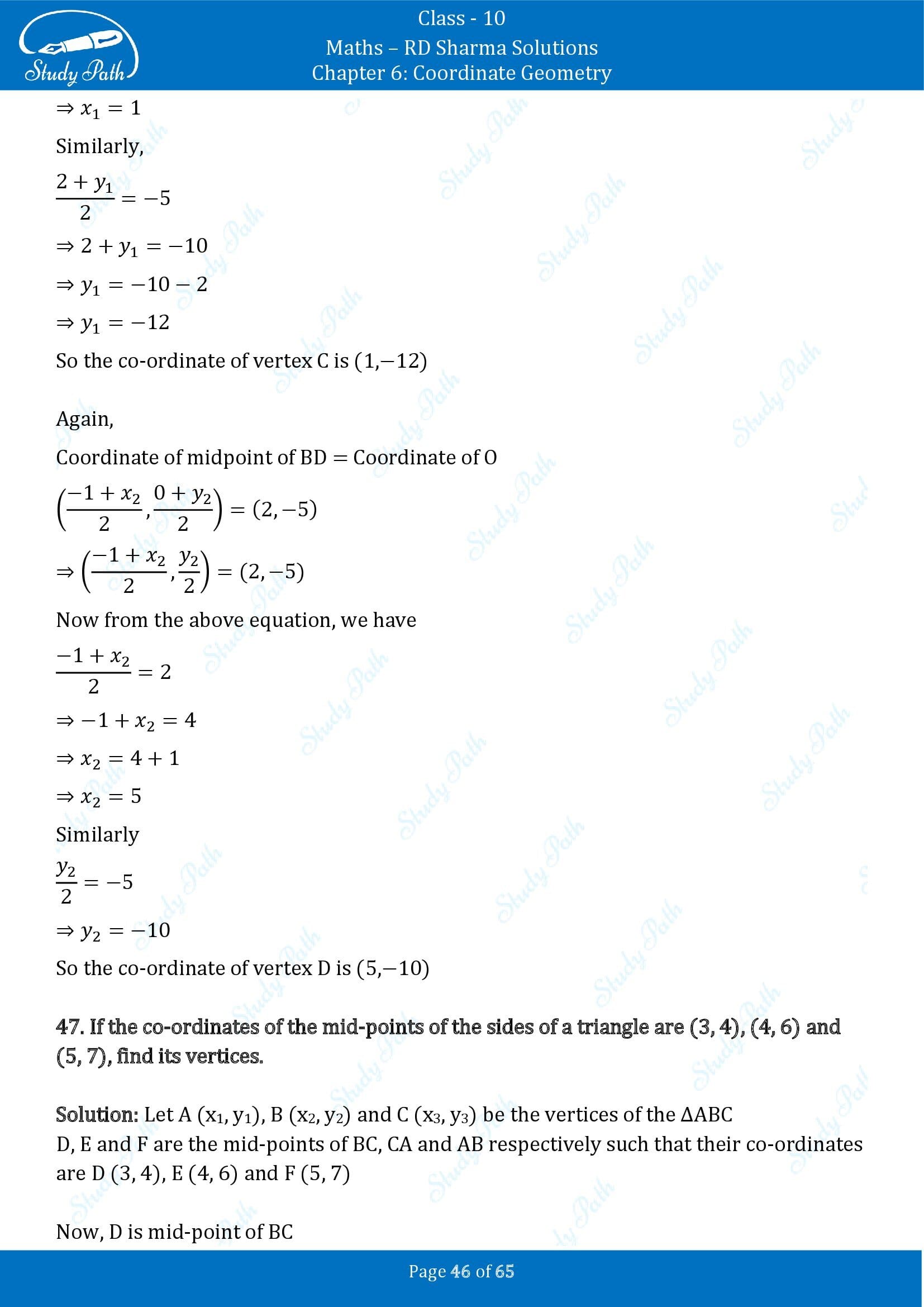 RD Sharma Solutions Class 10 Chapter 6 Coordinate Geometry Exercise 6.3 00046