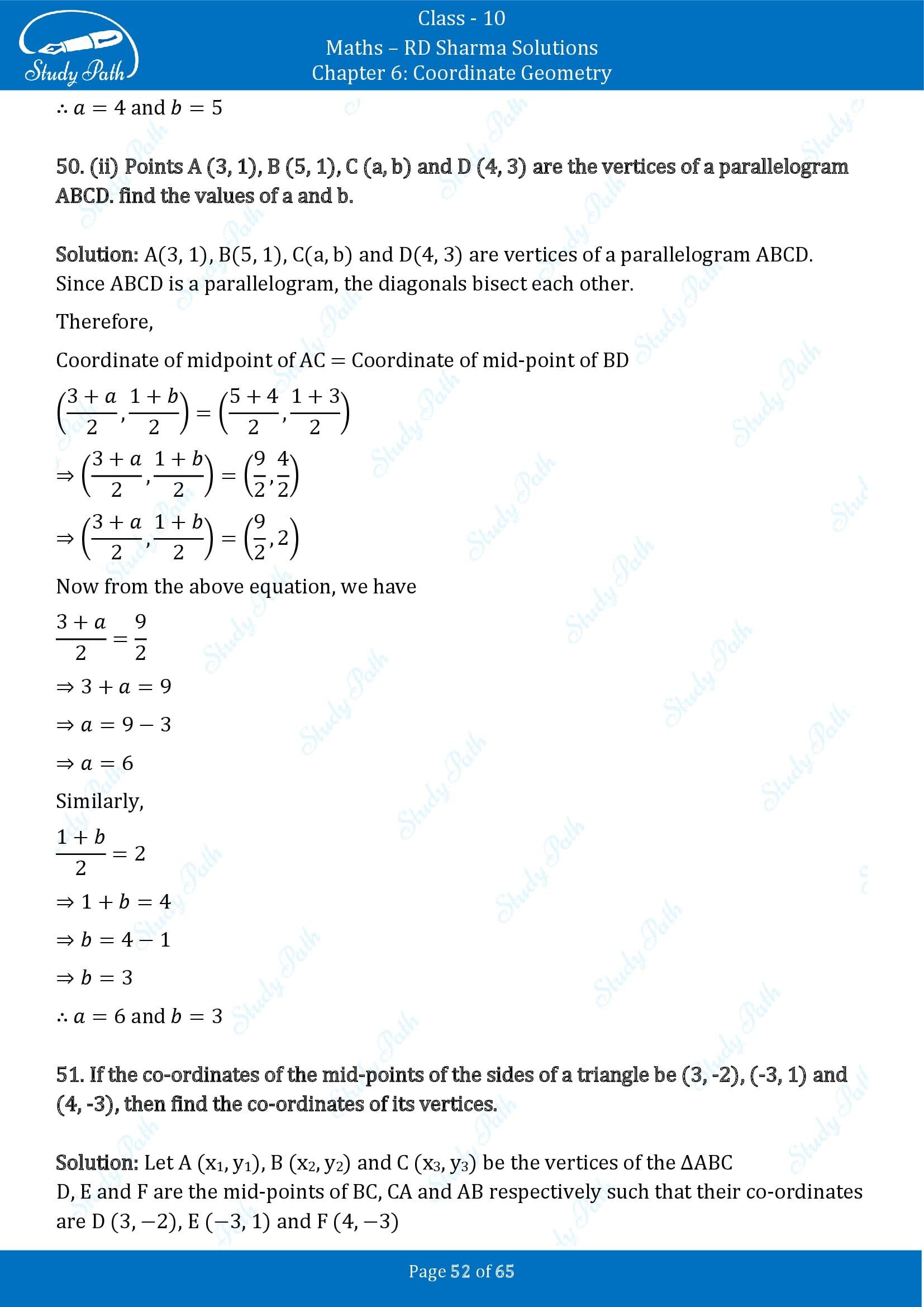 RD Sharma Solutions Class 10 Chapter 6 Coordinate Geometry Exercise 6.3 00052