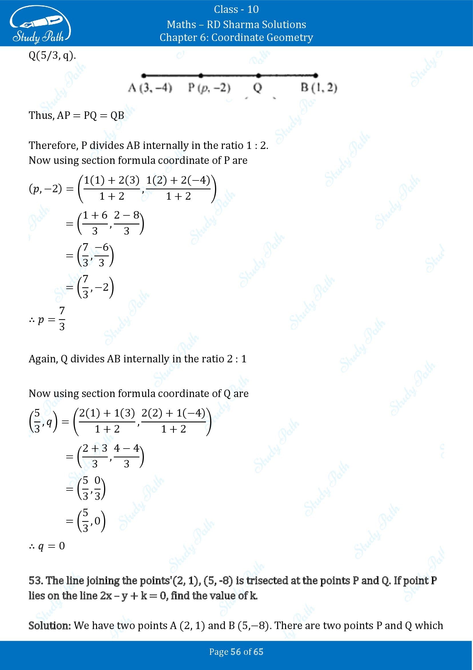 RD Sharma Solutions Class 10 Chapter 6 Coordinate Geometry Exercise 6.3 00056