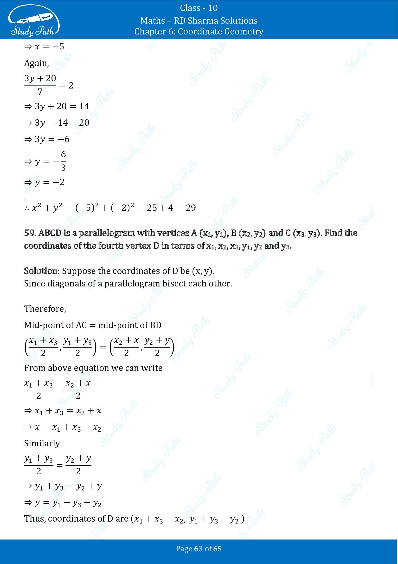 RD Sharma Solutions Class 10 Chapter 6 Coordinate Geometry Exercise 6.3 00063