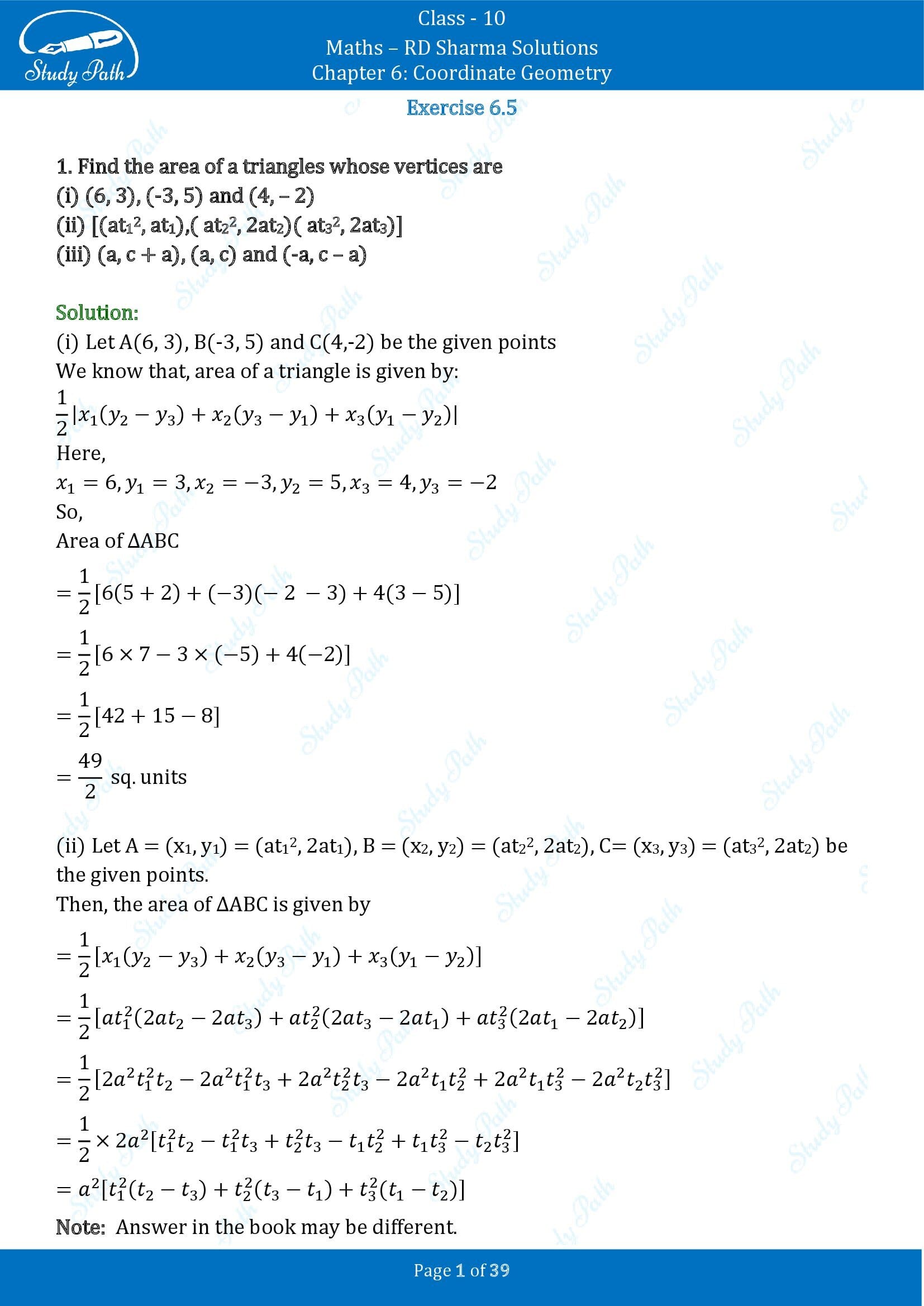 RD Sharma Solutions Class 10 Chapter 6 Coordinate Geometry Exercise 6.5 0001