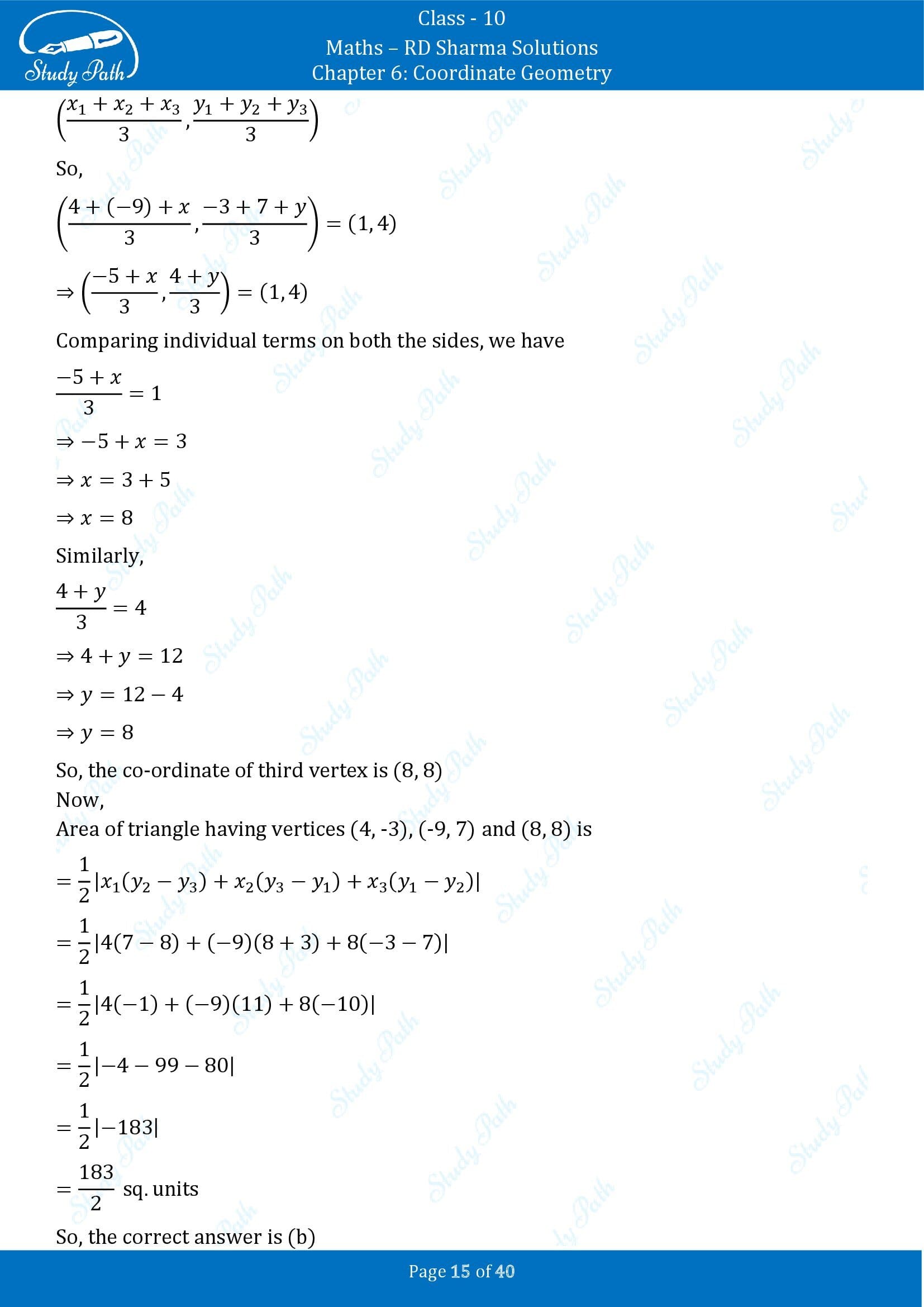 RD Sharma Solutions Class 10 Chapter 6 Coordinate Geometry Multiple Choice Question MCQs 00015