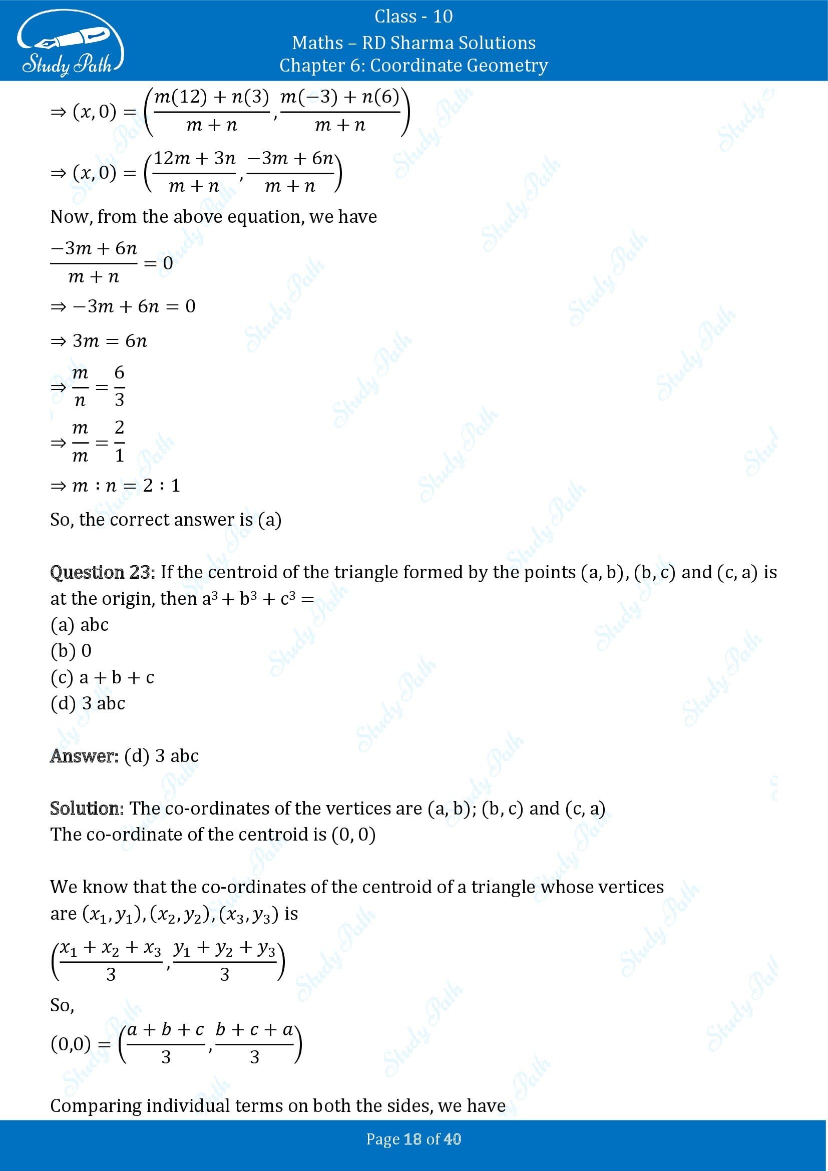 RD Sharma Solutions Class 10 Chapter 6 Coordinate Geometry Multiple Choice Question MCQs 00018