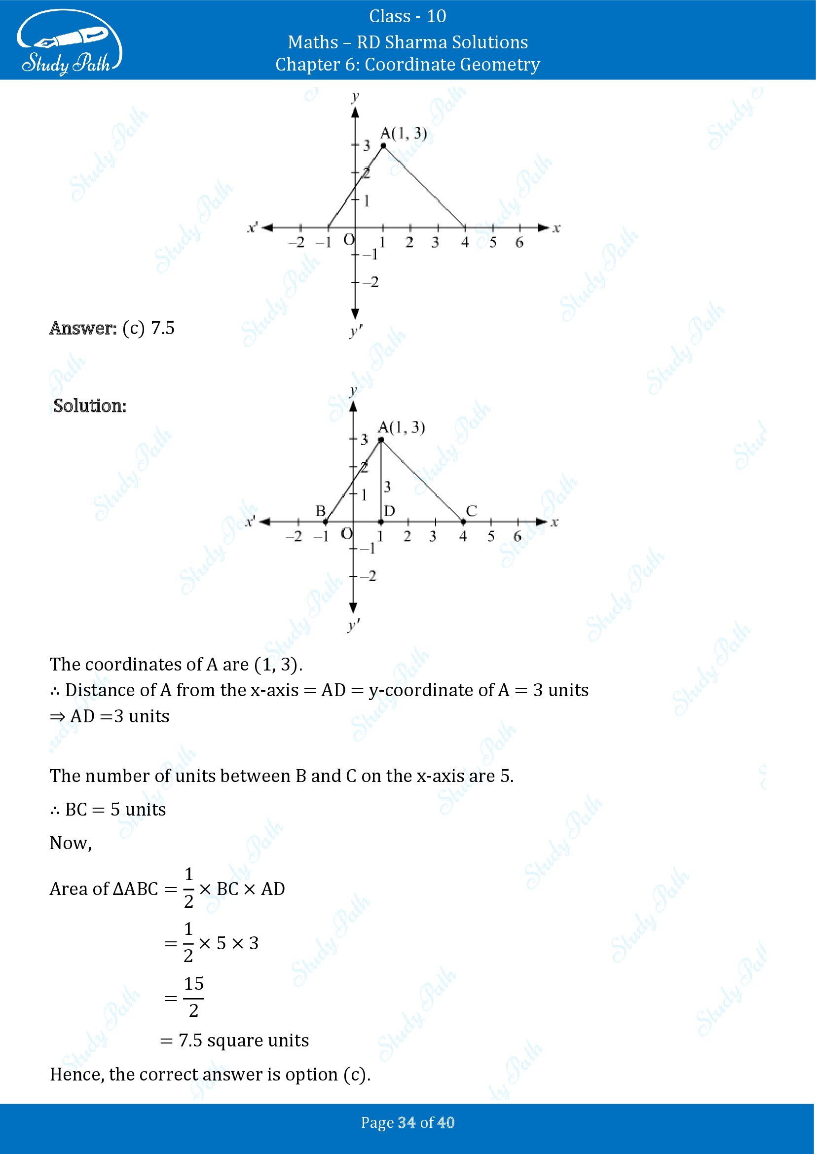 RD Sharma Solutions Class 10 Chapter 6 Coordinate Geometry Multiple Choice Question MCQs 00034