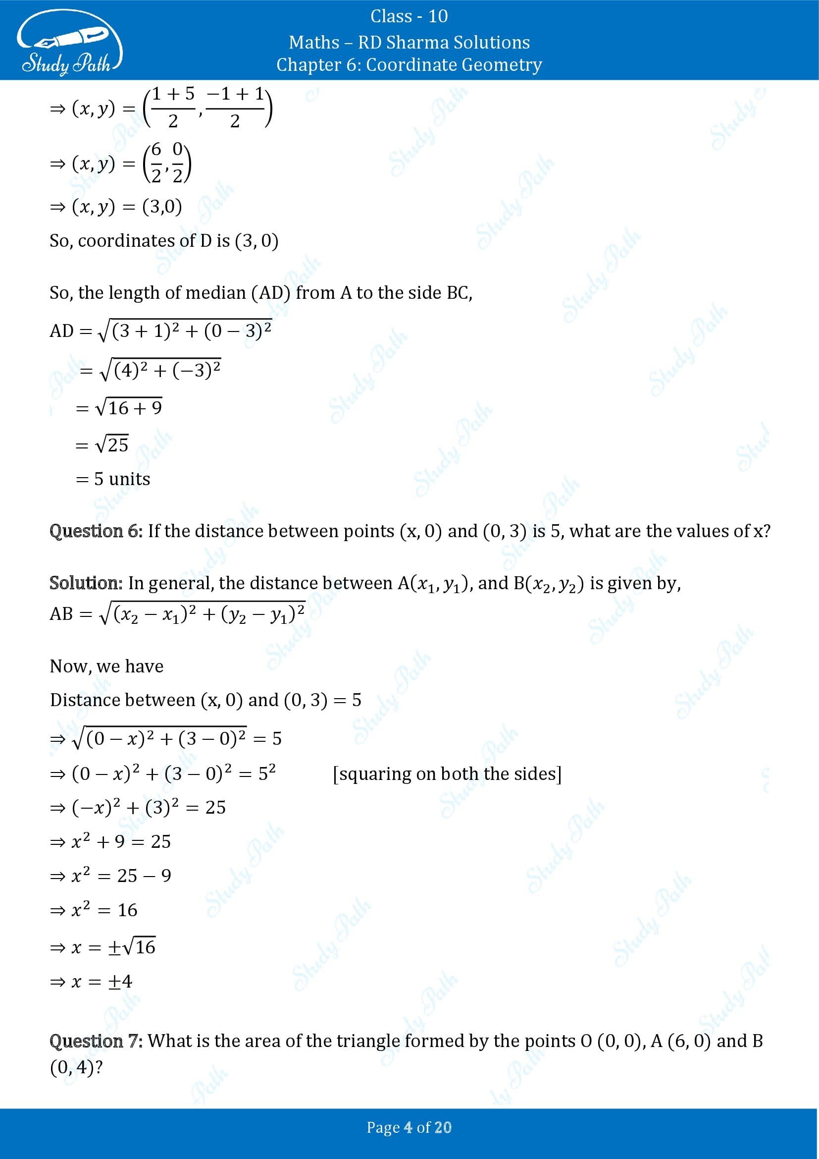 RD Sharma Solutions Class 10 Chapter 6 Coordinate Geometry Very Short Answer Type Questions VSAQs 00004