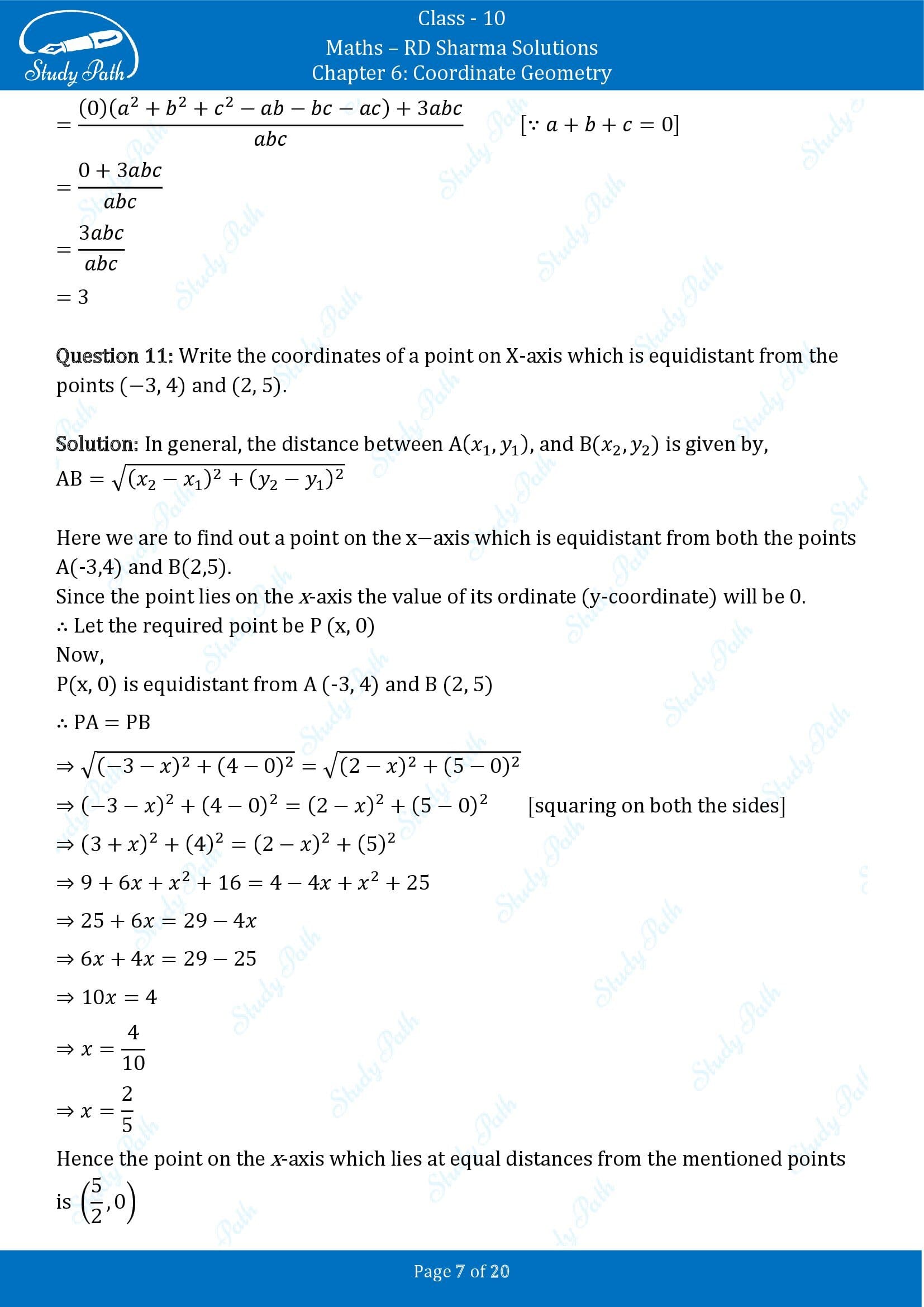 RD Sharma Solutions Class 10 Chapter 6 Coordinate Geometry Very Short Answer Type Questions VSAQs 00007