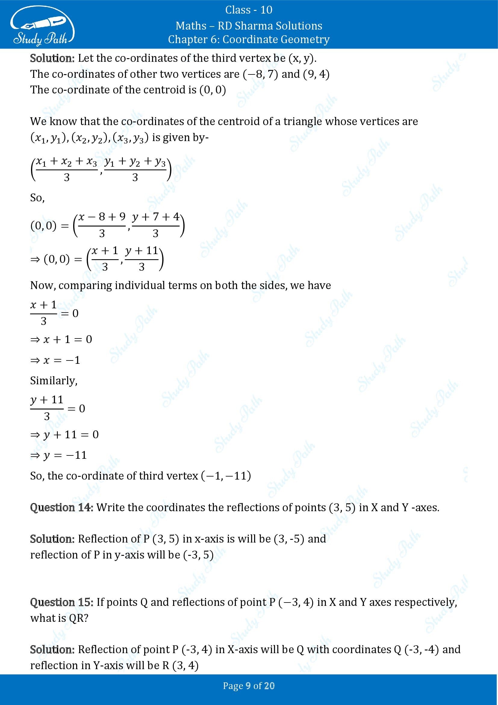 RD Sharma Solutions Class 10 Chapter 6 Coordinate Geometry Very Short Answer Type Questions VSAQs 00009