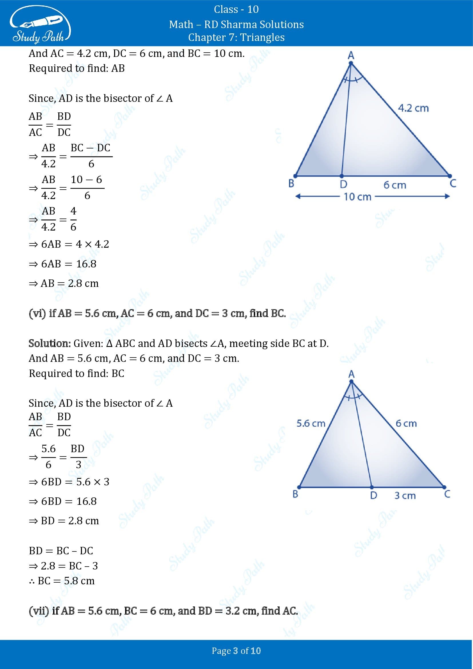 RD Sharma Solutions Class 10 Chapter 7 Triangles Exercise 7.3 00003