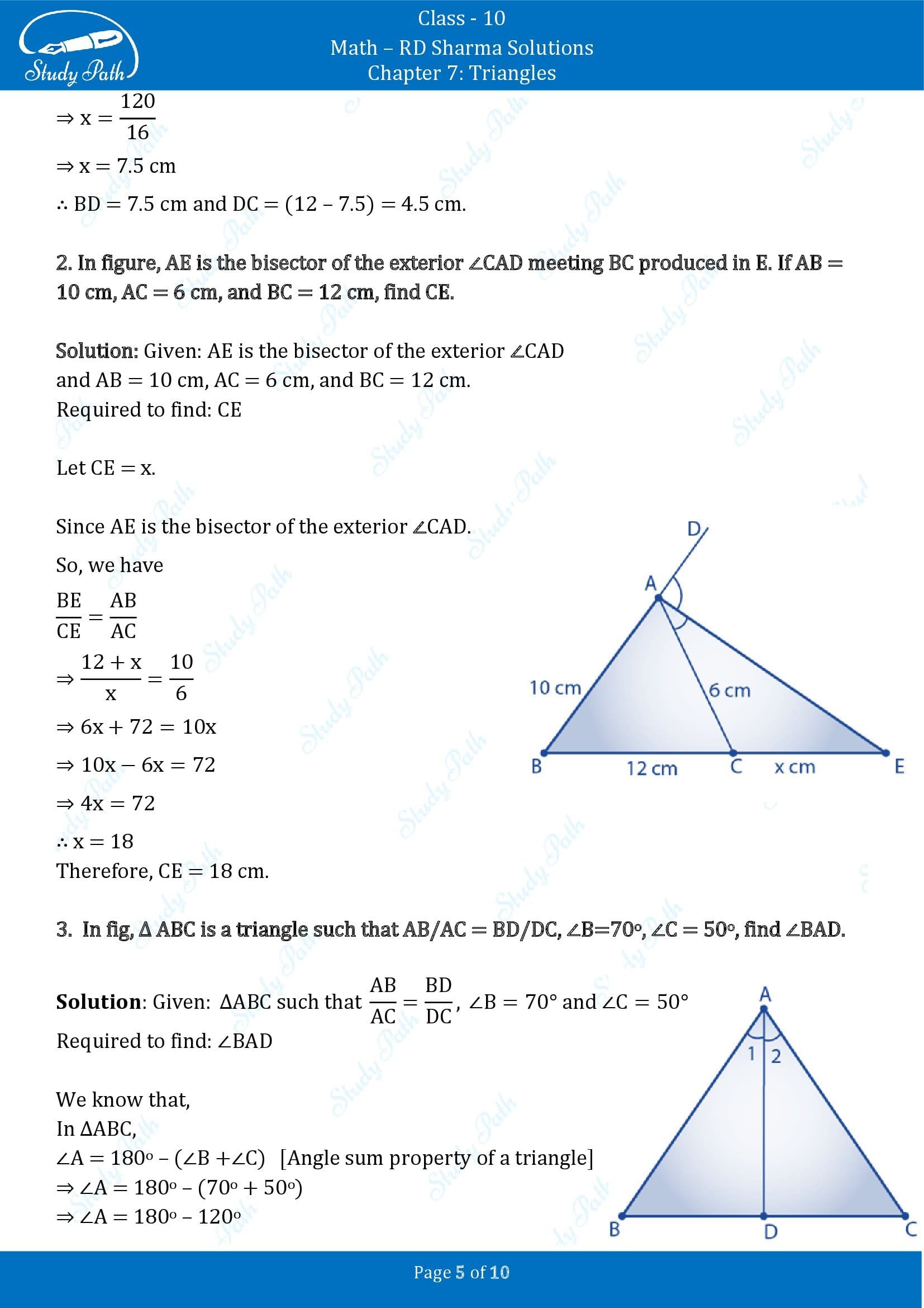 RD Sharma Solutions Class 10 Chapter 7 Triangles Exercise 7.3 00005