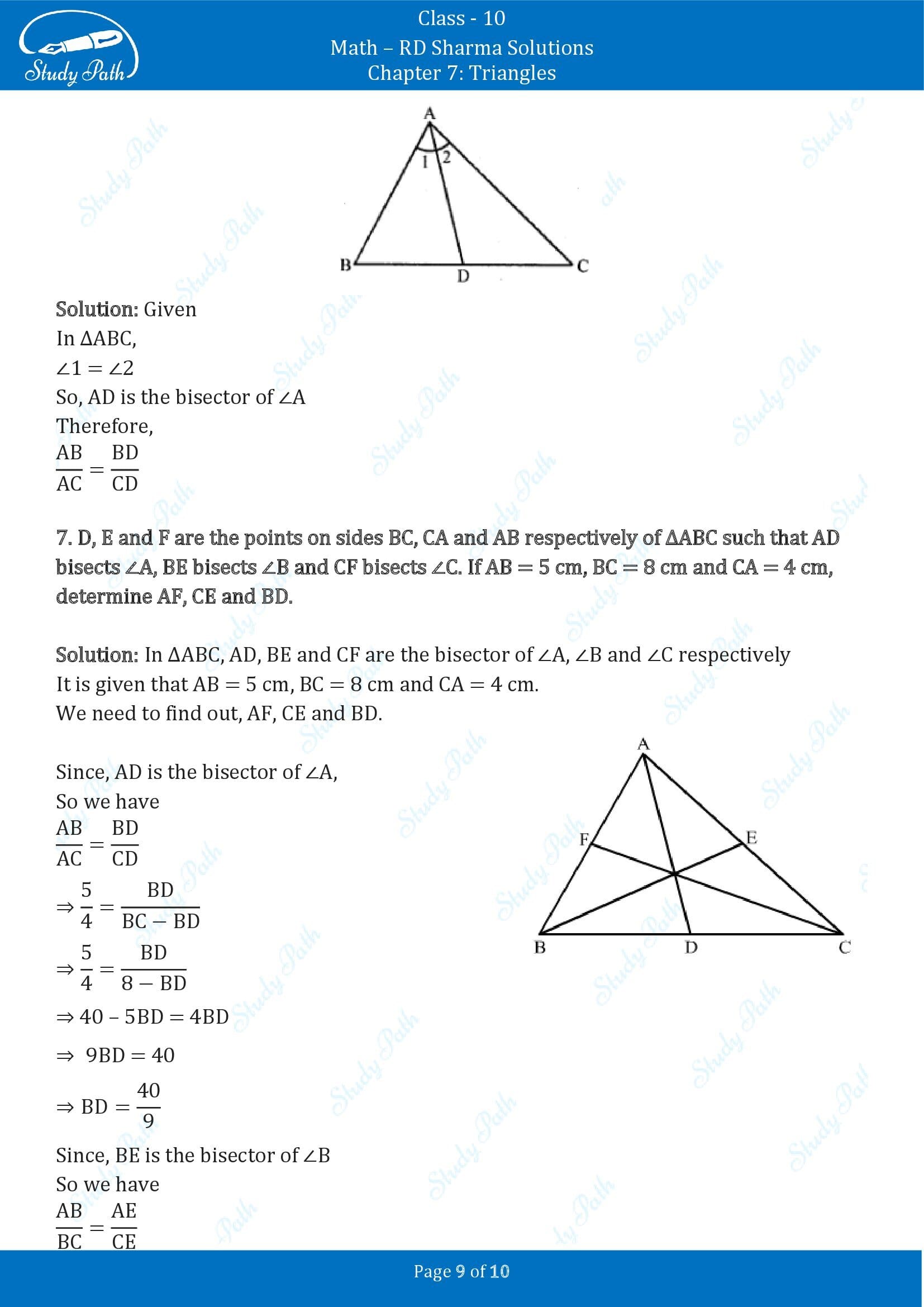 RD Sharma Solutions Class 10 Chapter 7 Triangles Exercise 7.3 00009