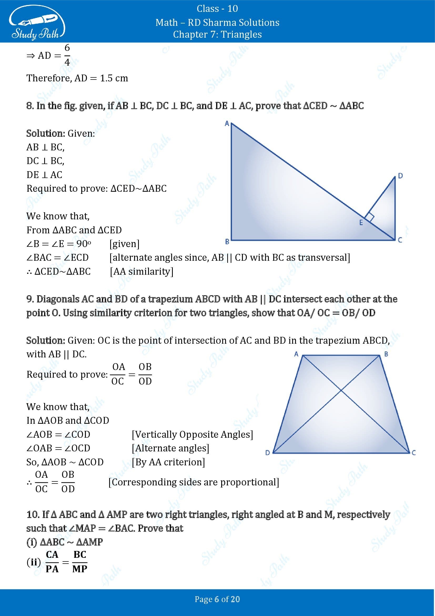 RD Sharma Solutions Class 10 Chapter 7 Triangles Exercise 7.5 00006