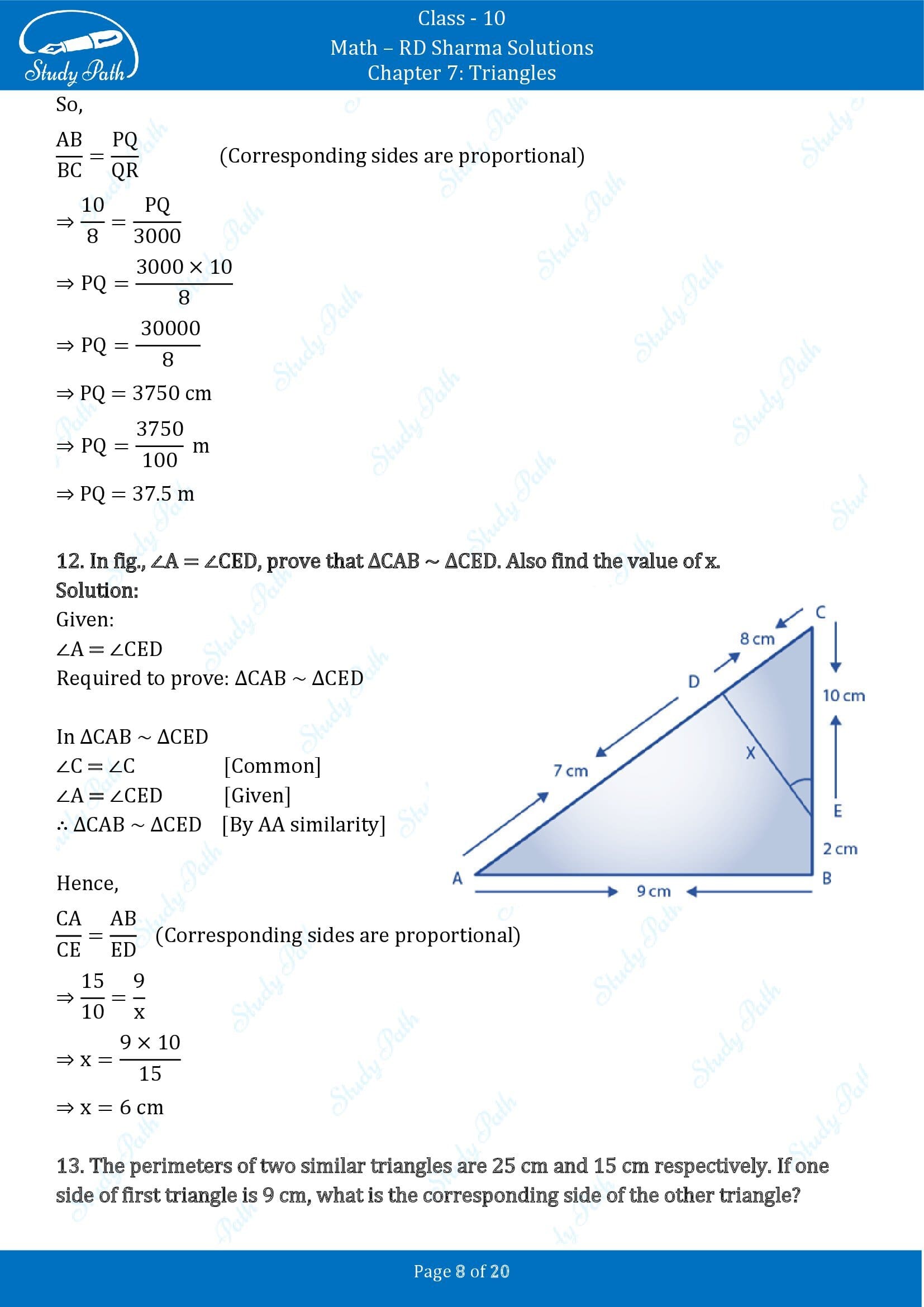 RD Sharma Solutions Class 10 Chapter 7 Triangles Exercise 7.5 00008
