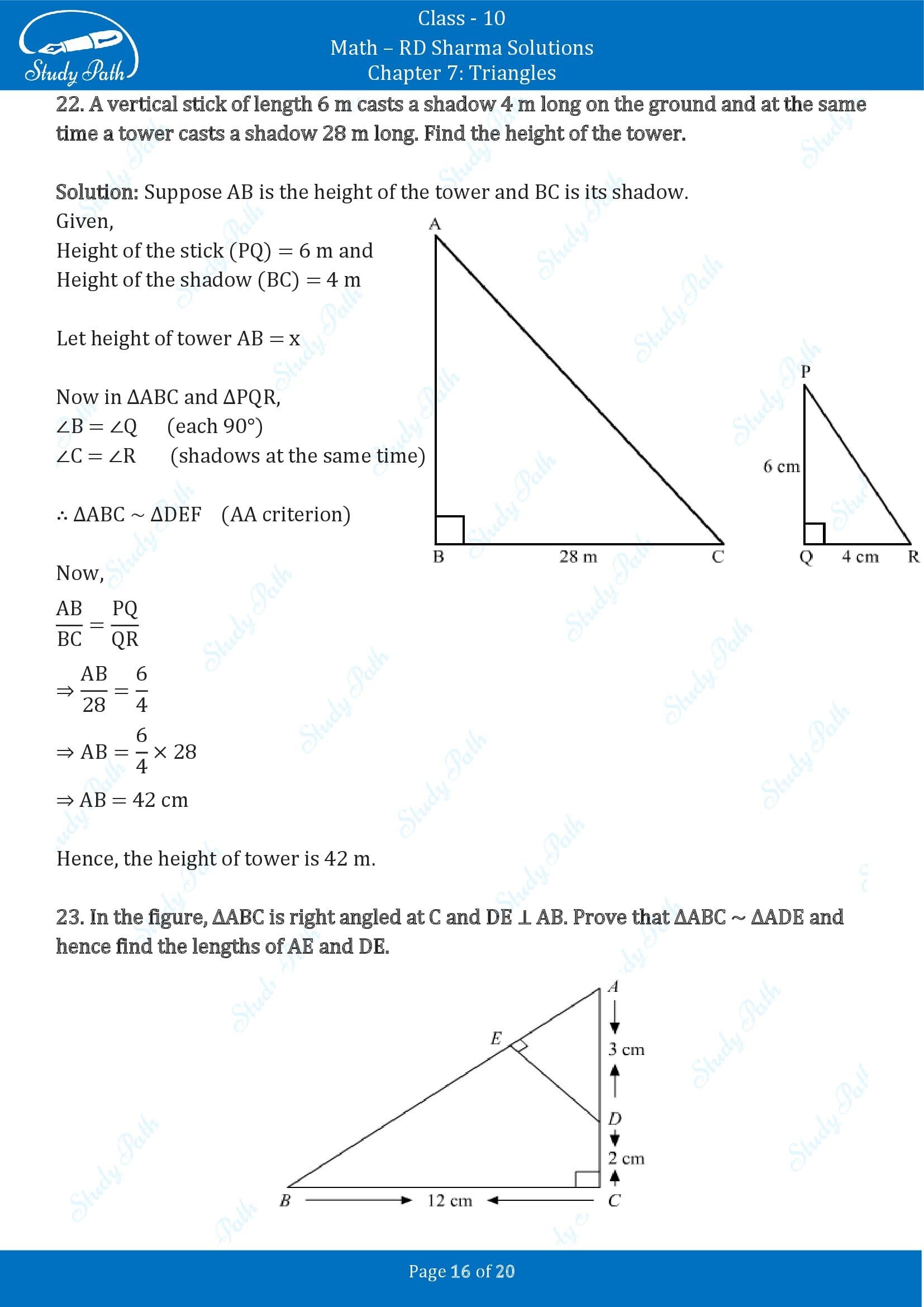 RD Sharma Solutions Class 10 Chapter 7 Triangles Exercise 7.5 00016