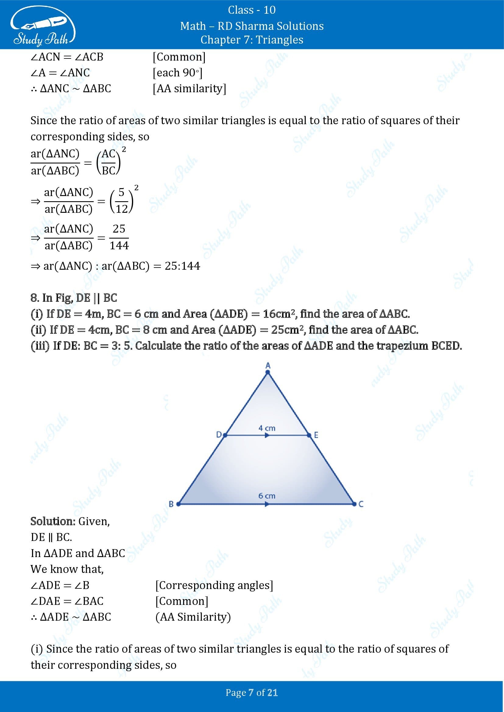 RD Sharma Solutions Class 10 Chapter 7 Triangles Exercise 7.6 00007