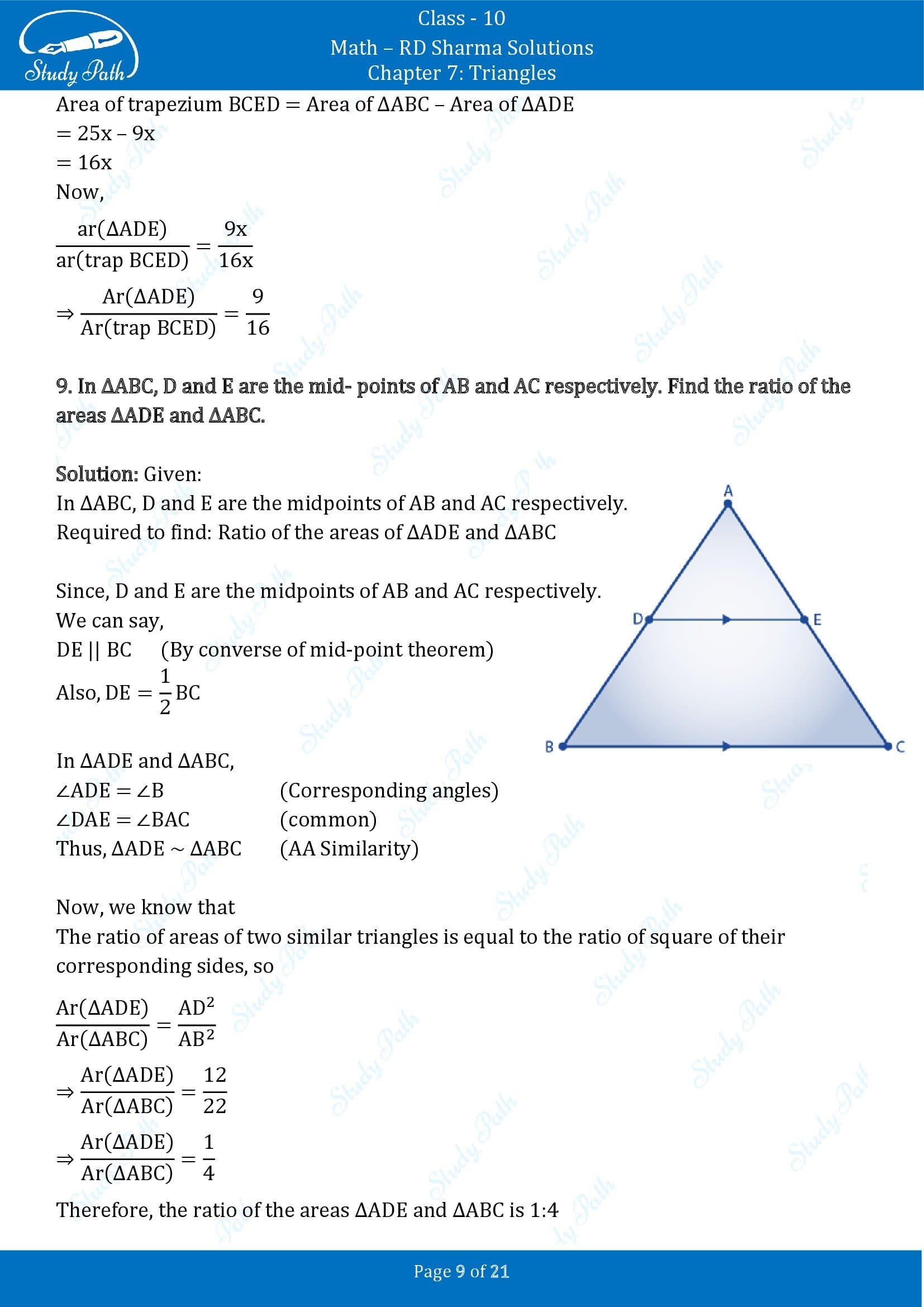RD Sharma Solutions Class 10 Chapter 7 Triangles Exercise 7.6 00009