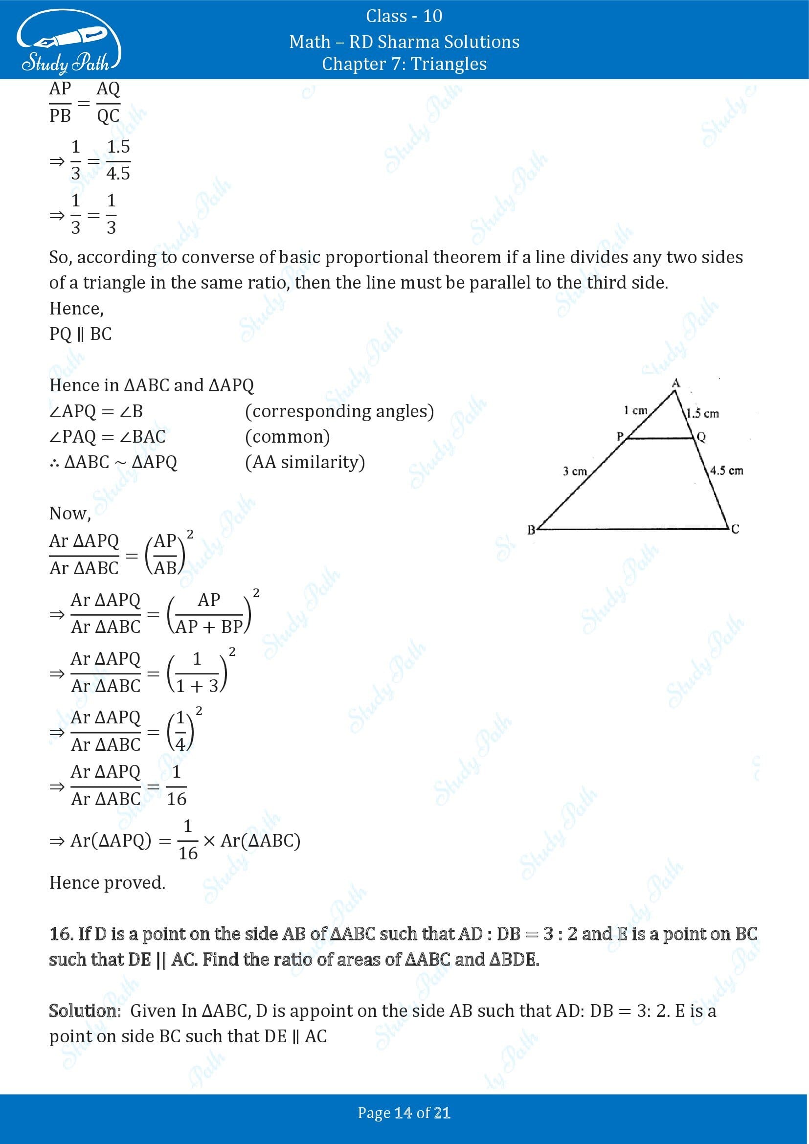 RD Sharma Solutions Class 10 Chapter 7 Triangles Exercise 7.6 00014