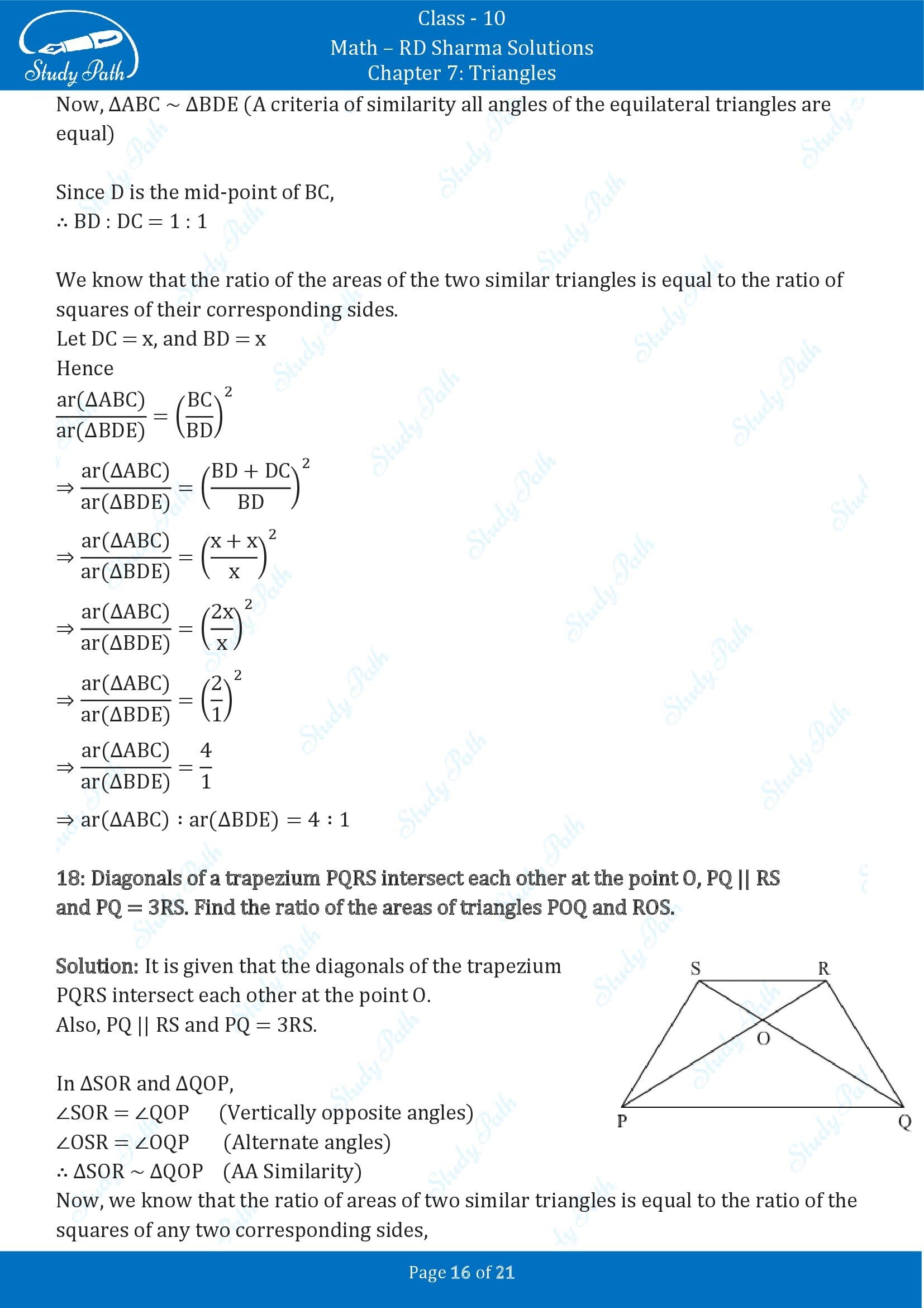 RD Sharma Solutions Class 10 Chapter 7 Triangles Exercise 7.6 00016