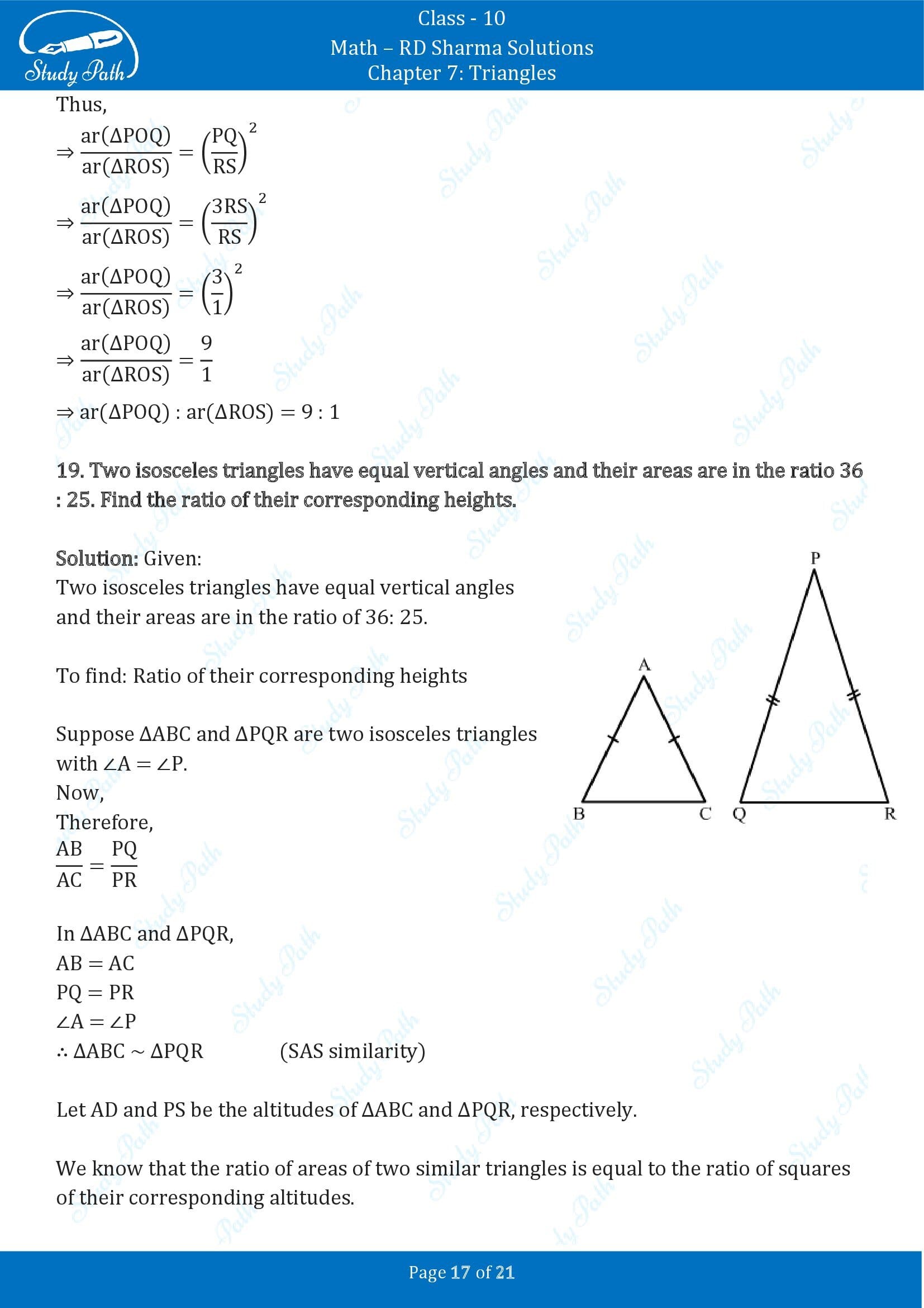 RD Sharma Solutions Class 10 Chapter 7 Triangles Exercise 7.6 00017